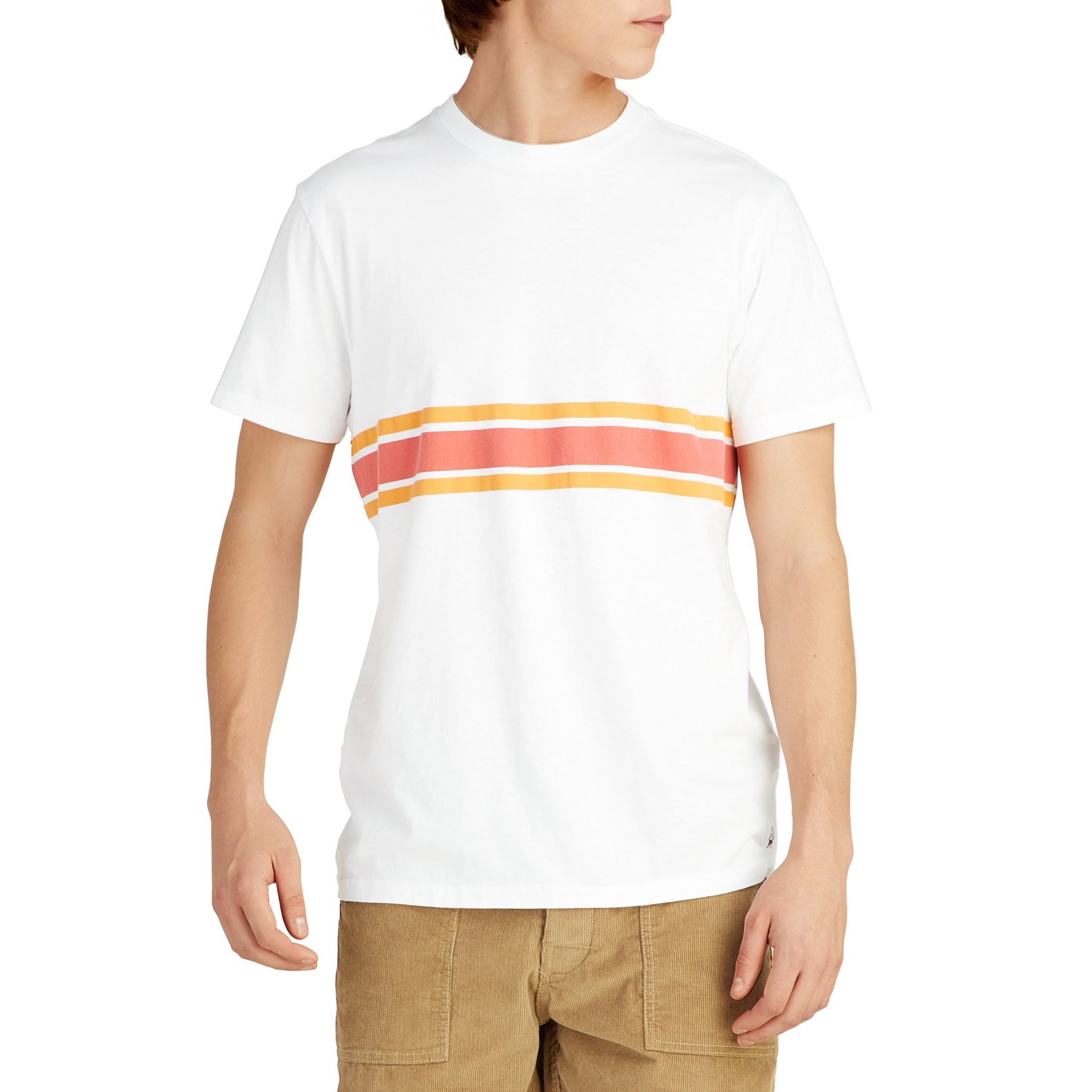 3 Stripe Comp T-Shirt - White & Paprika / Gold | Birdwell M / White, Paprika & Gold 139