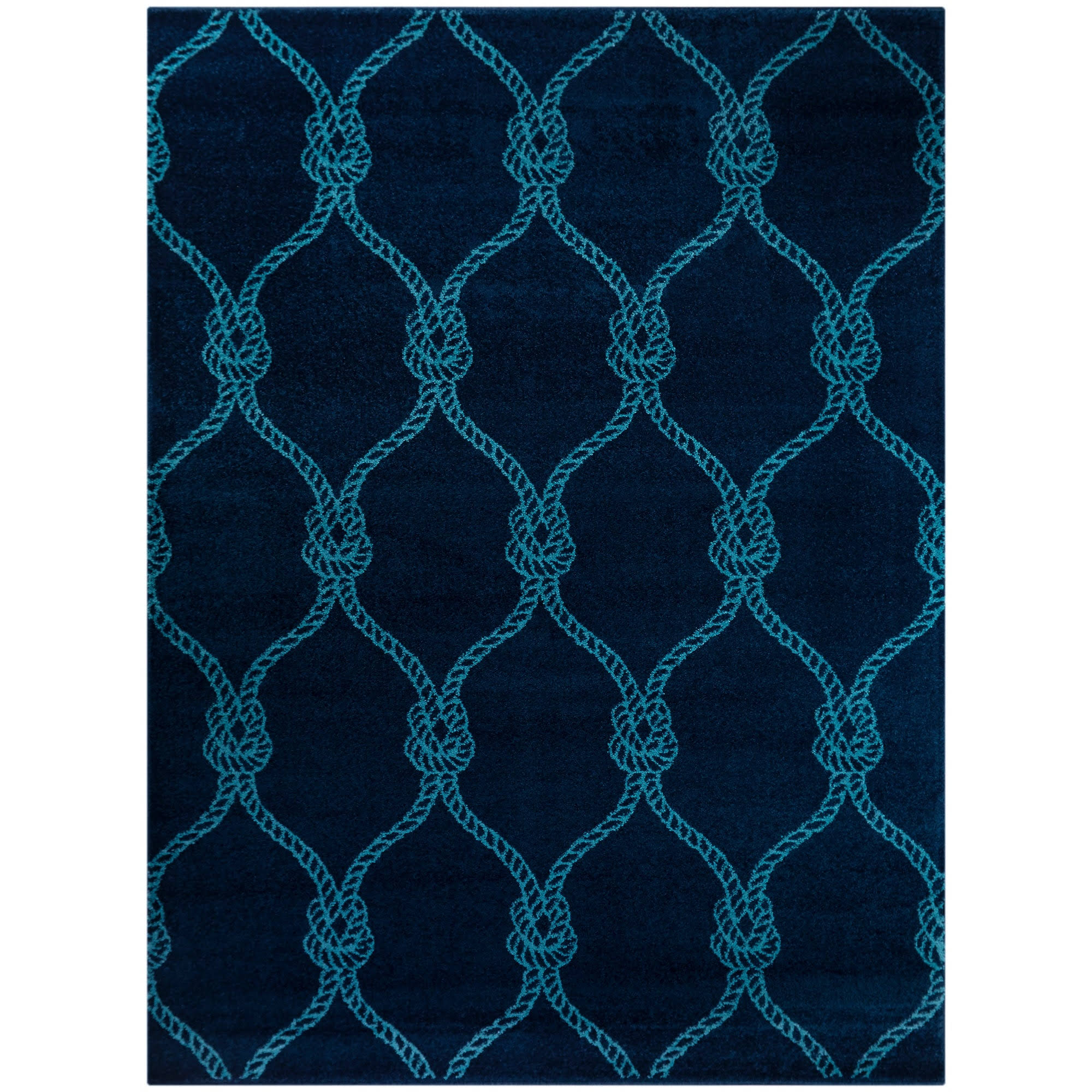 BALTA Fischer Navy 5 ft. x 7 ft. Nautical Trellis Area Rug, Blue