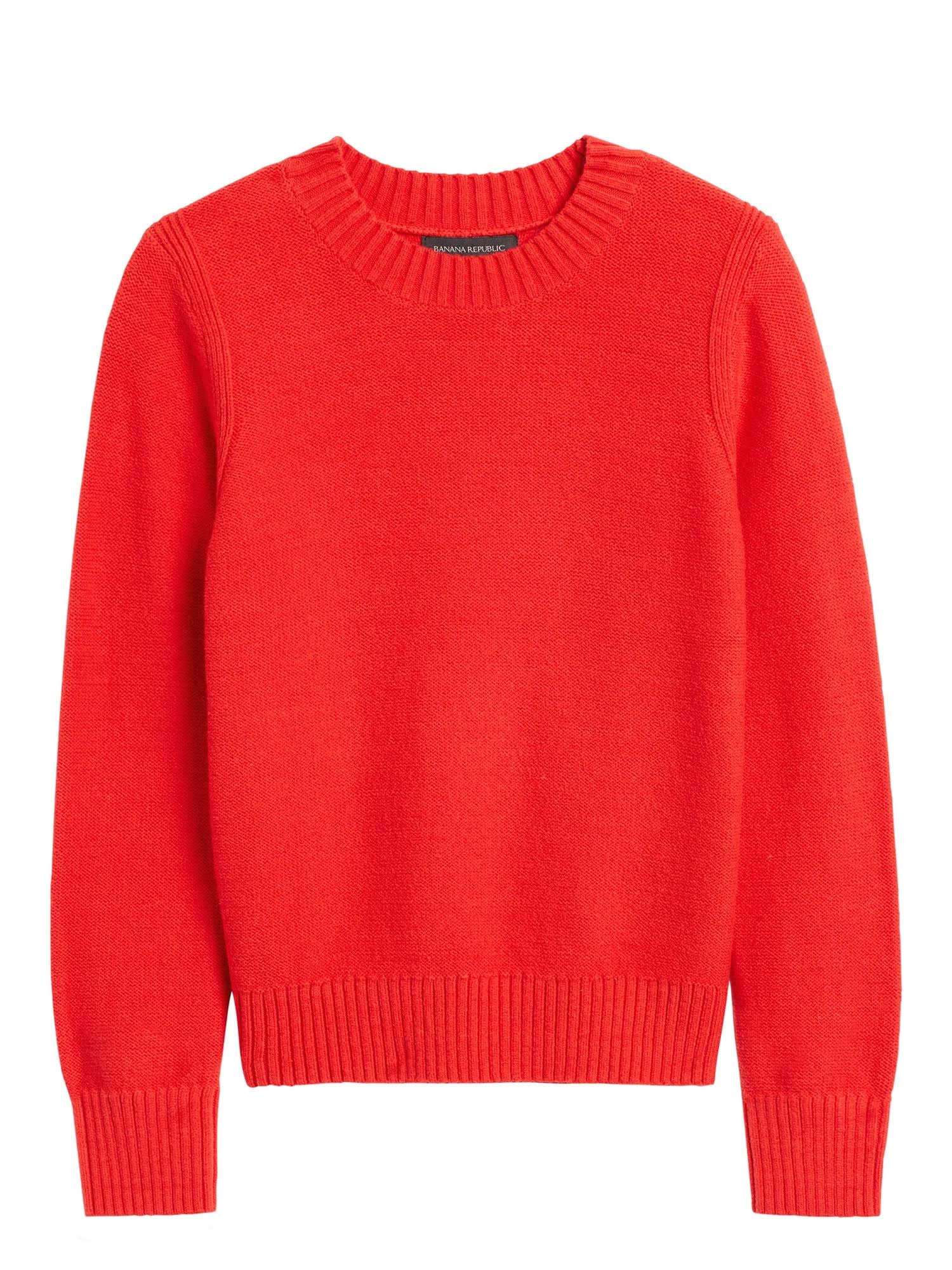 Banana Republic Women's Supersoft Cotton Crew-Neck Sweater Hot Red Size XS