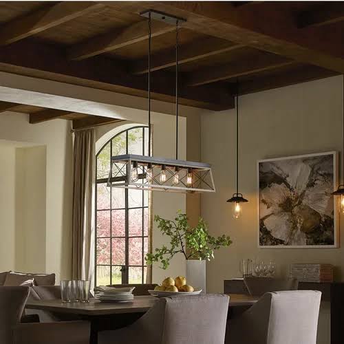 Delon 5 - Light Kitchen Island Linear Pendant Finish: Antique Bronze/Oak