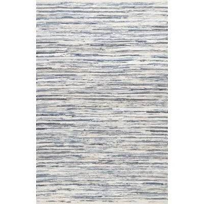 Ebern Designs Biehl Hand Loomed Cotton Blue/Beige Area Rug, Size: Rectangle 6& x 9&
