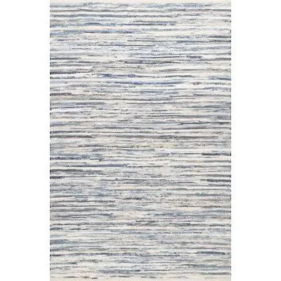 Ebern Designs Biehl Hand Loomed Cotton Blue/Beige Area Rug, Size: Rectangle 7&6 inch x 9&6 inch
