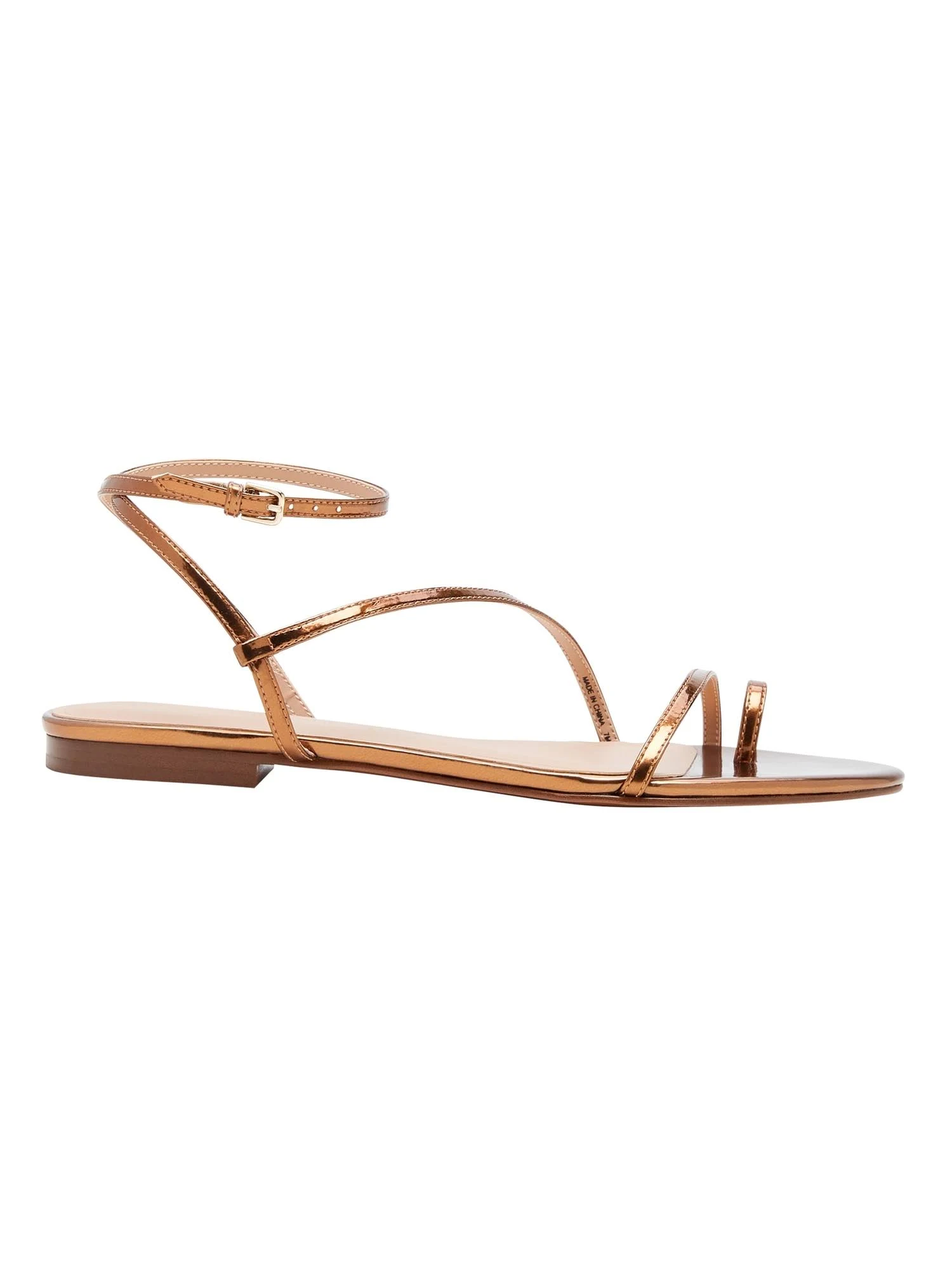 Banana Republic Women's Metallic Strappy Flat Sandal Bronze Vegan Leather Size 8 1/2