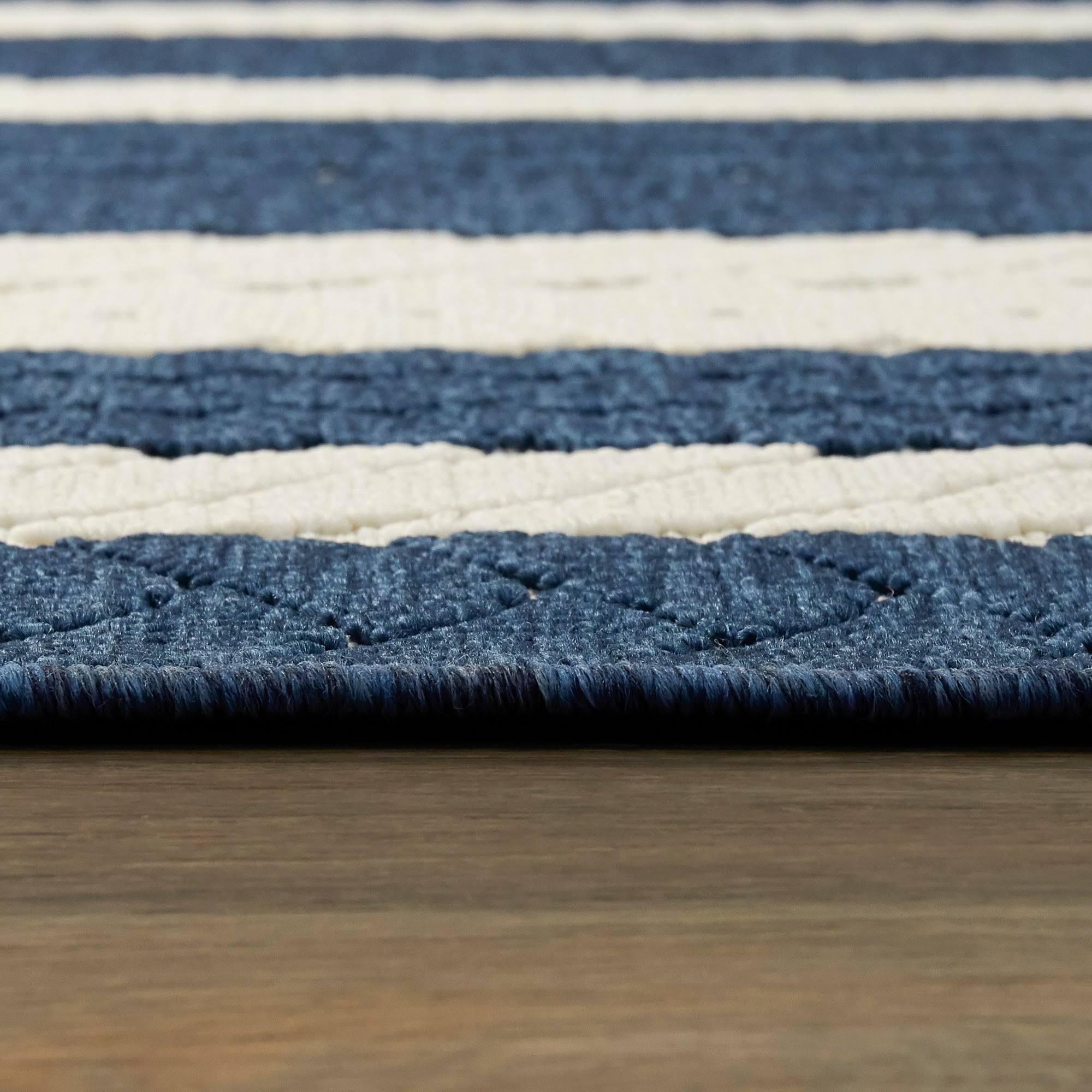 BALTA Caldwell Navy 8 ft. x 10 ft. Nautical Stripe Indoor/Outdoor Area Rug, Blue