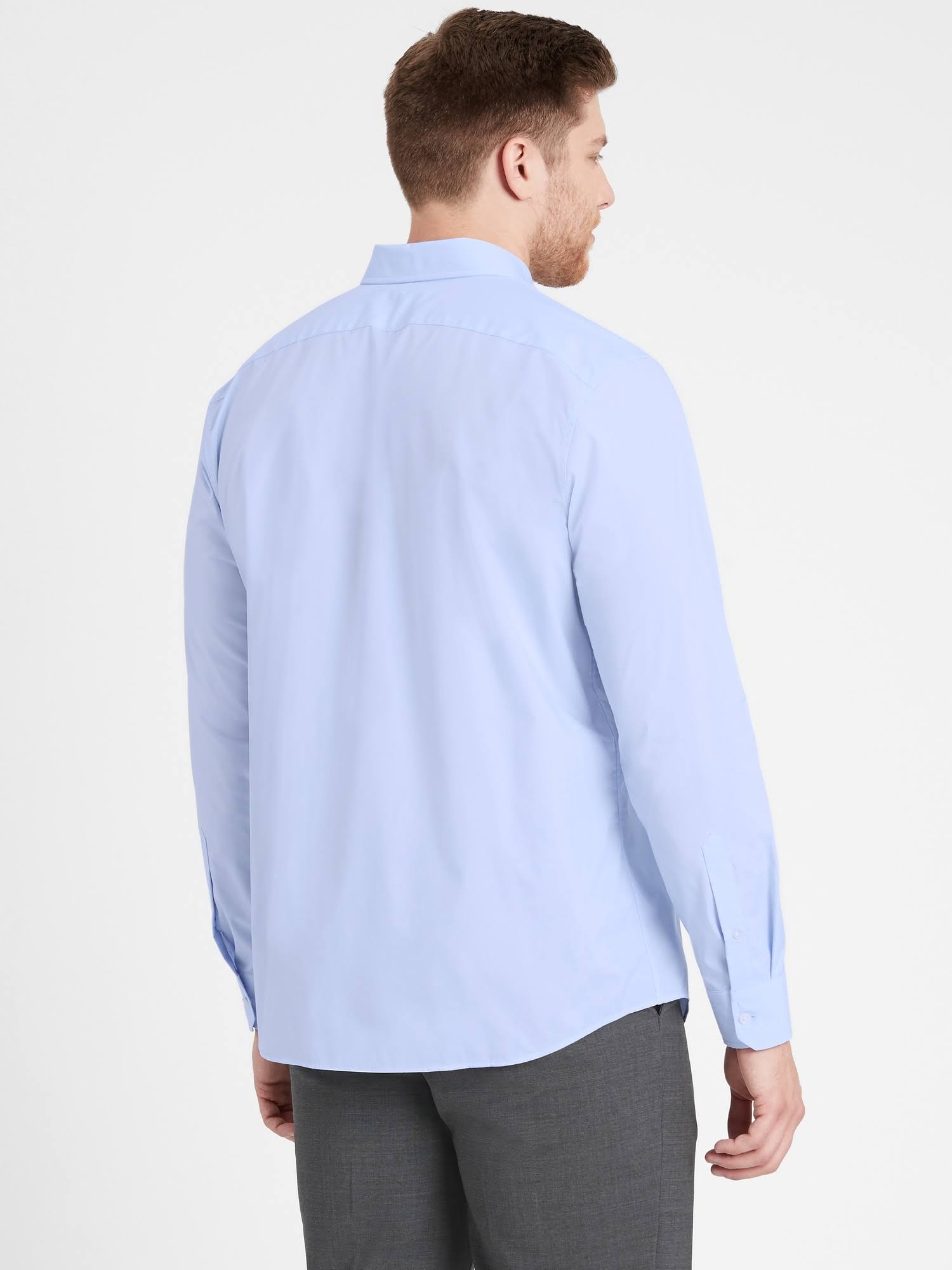 Banana Republic Men's Slim-Fit Tech-Stretch Cotton Shirt Basic Blue Size Xxs