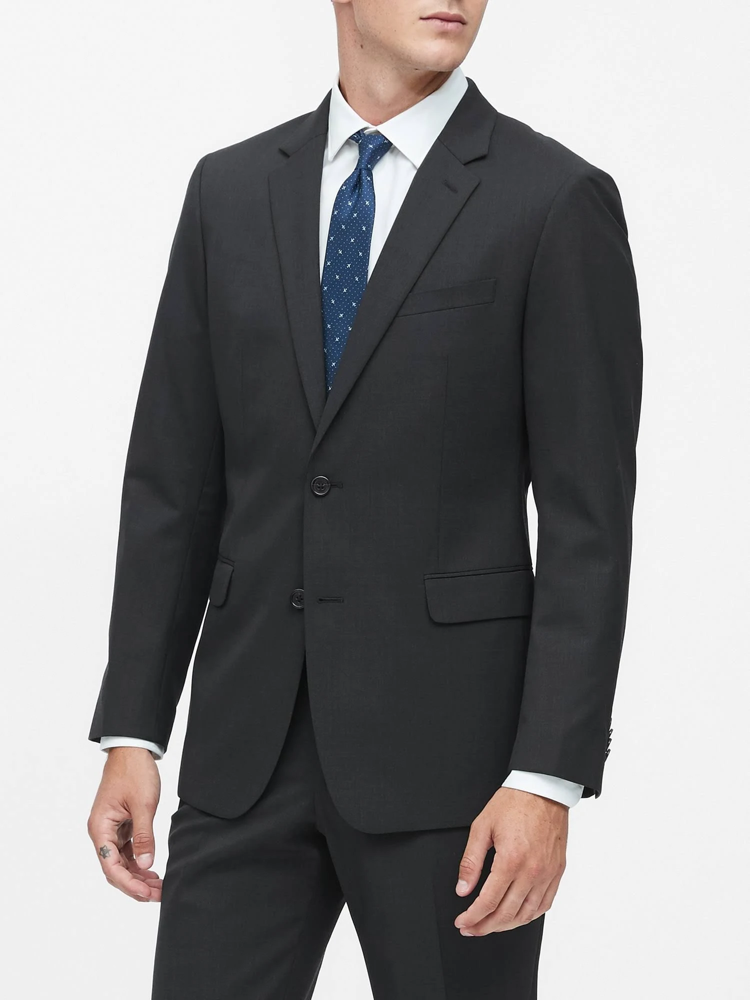 Banana Republic Men's Standard Solid Italian Wool Suit Jacket Dark Charcoal Size 44 Regular