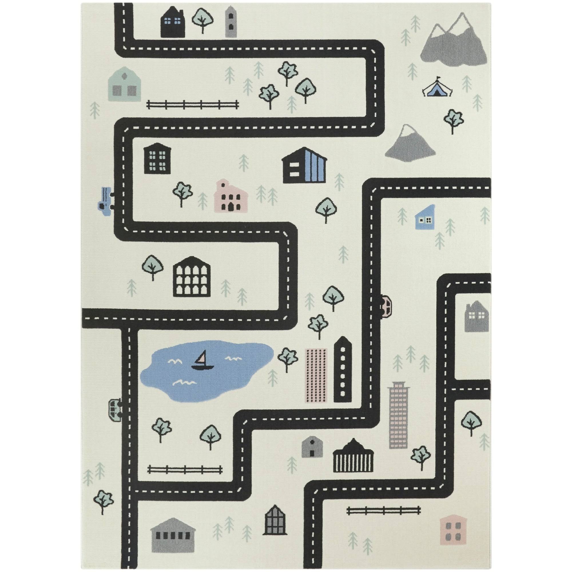 BALTA Urban Adventure Road Ivory/Black 4 ft. x 6 ft. Area Rug