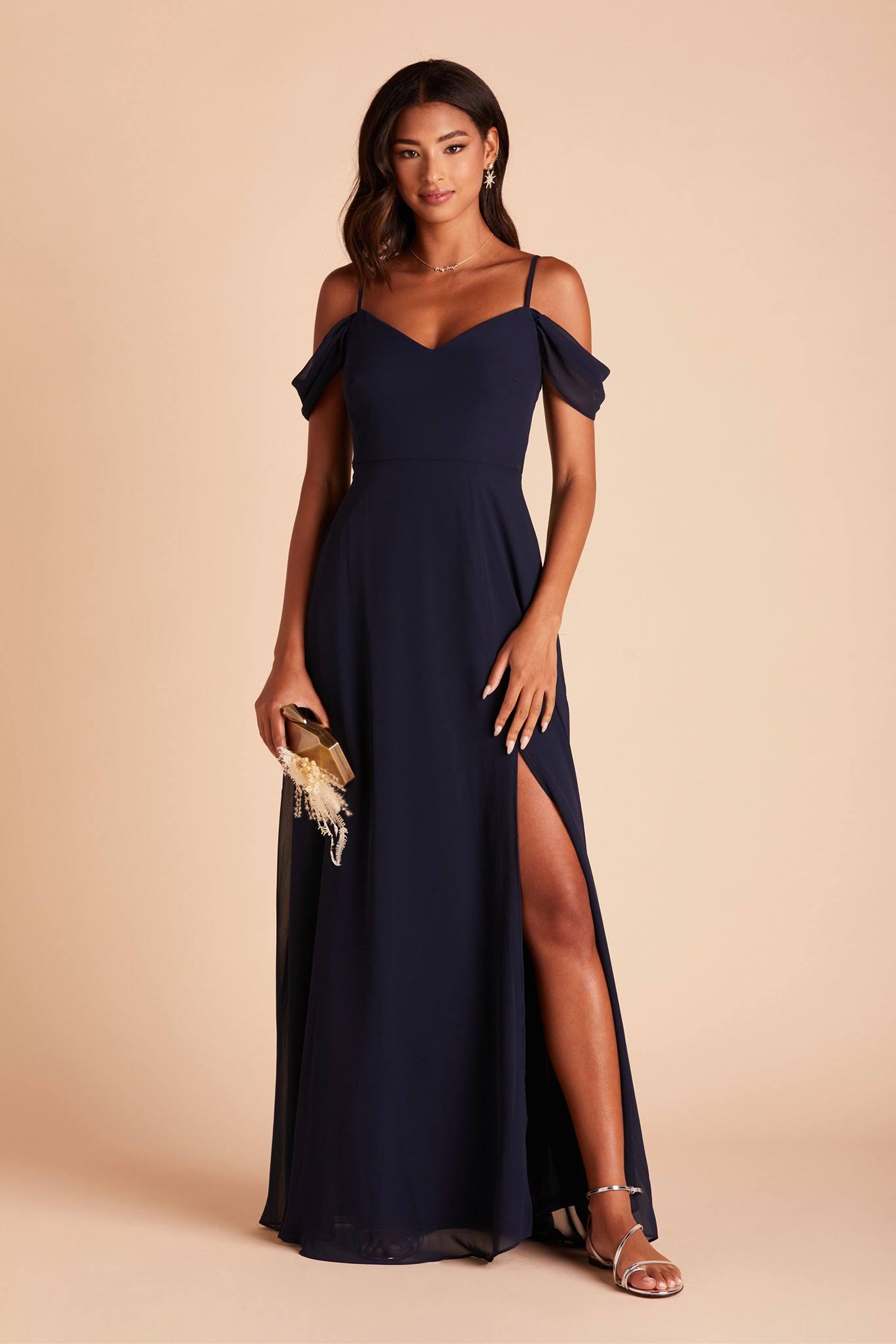Devin Convertible Chiffon Bridesmaid Dress in Navy Xs / Navy / No Slit