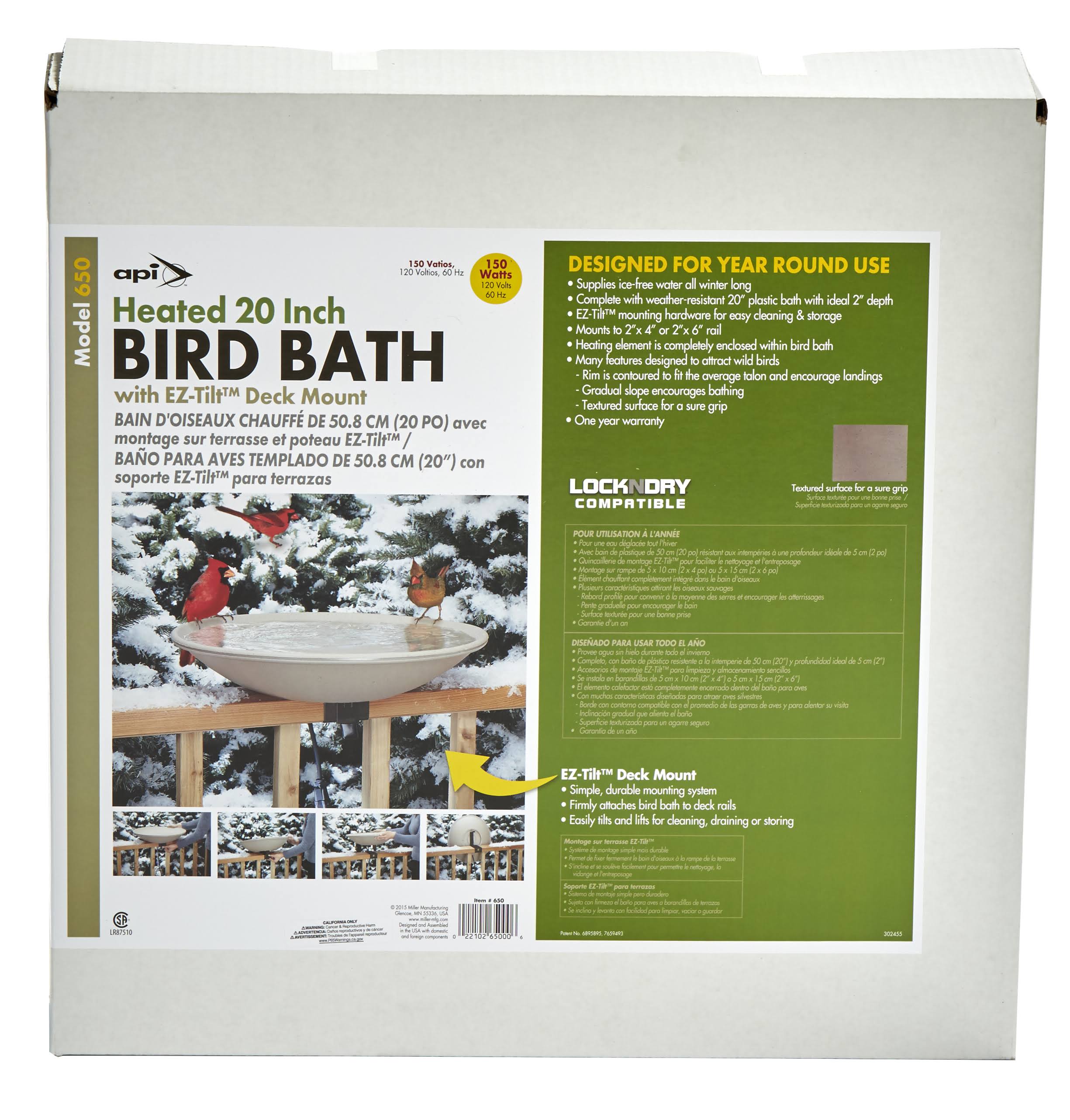 Allied Precision Deck Mounted Heated Bird Bath