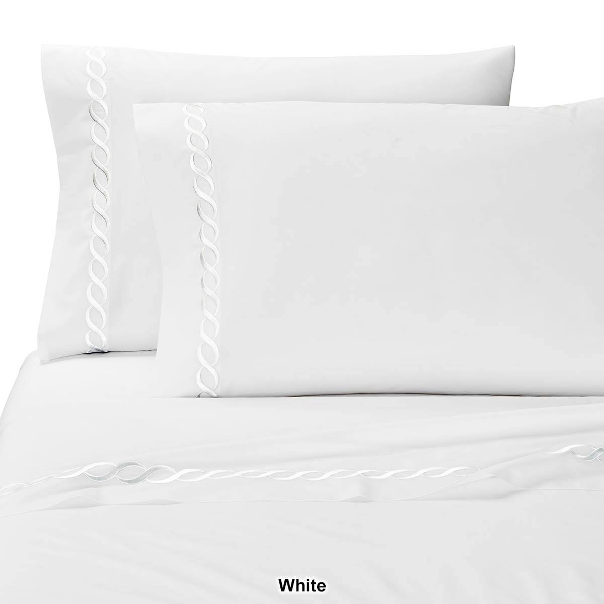 Kassatex Catena Bedding Collection King Pillowcase Set, Silver