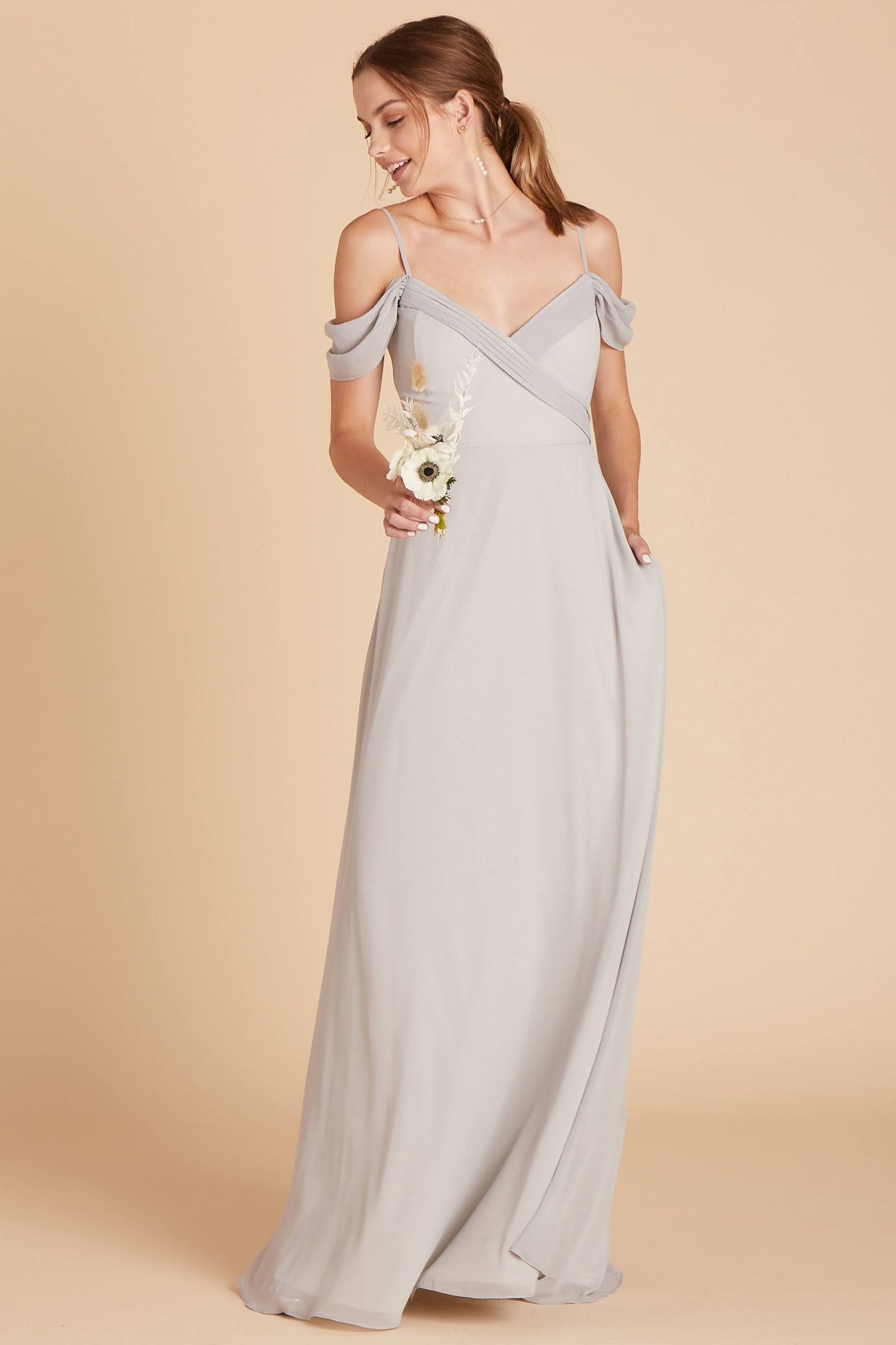 Spence Convertible Chiffon Bridesmaid Dress in Dove Gray S / Dove Gray