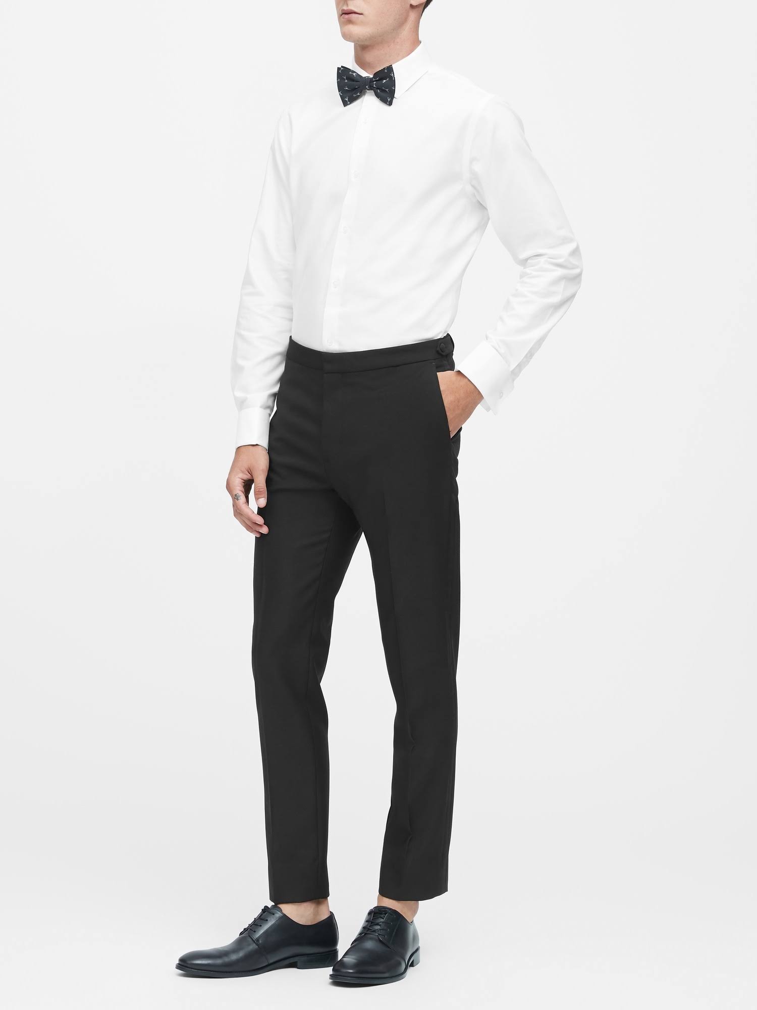 Banana Republic Men's Slim Tapered Italian Wool Tuxedo Pant Black Size 36W 34L
