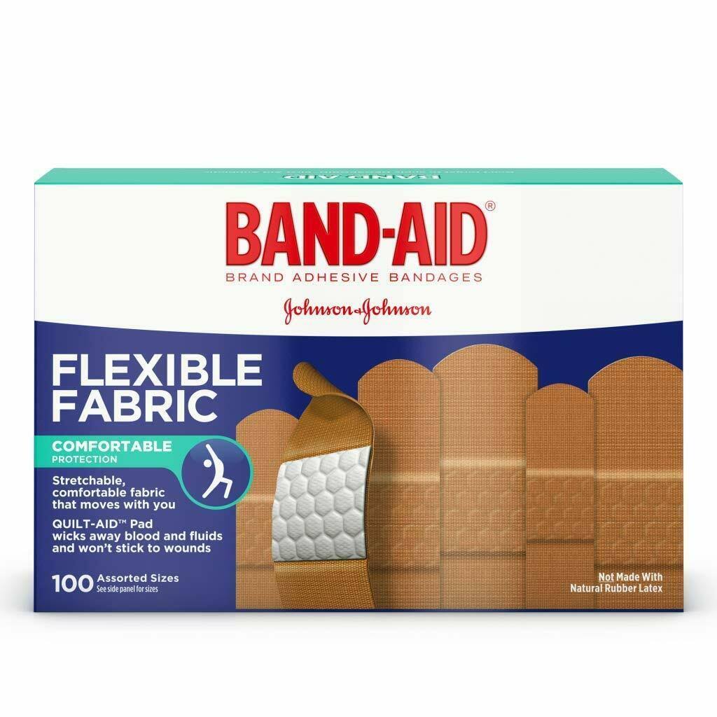 Band-Aid Brand Flexible Fabric Adhesive Bandages Assorted Sizes Bmlzqy 3Pack (100 Count)