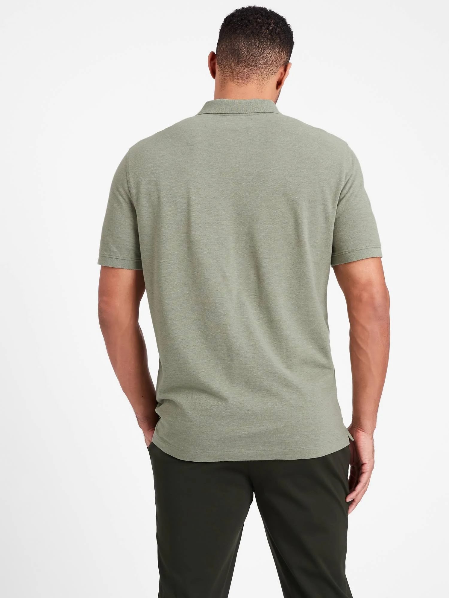 Banana Republic Men's Core Temp Pique Polo Shirt Green Cardoon Size Xs