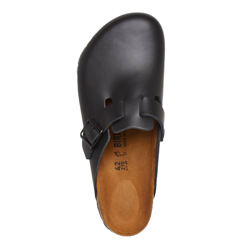 Birkenstock Boston Smooth Leather Mules - Black - Slippers