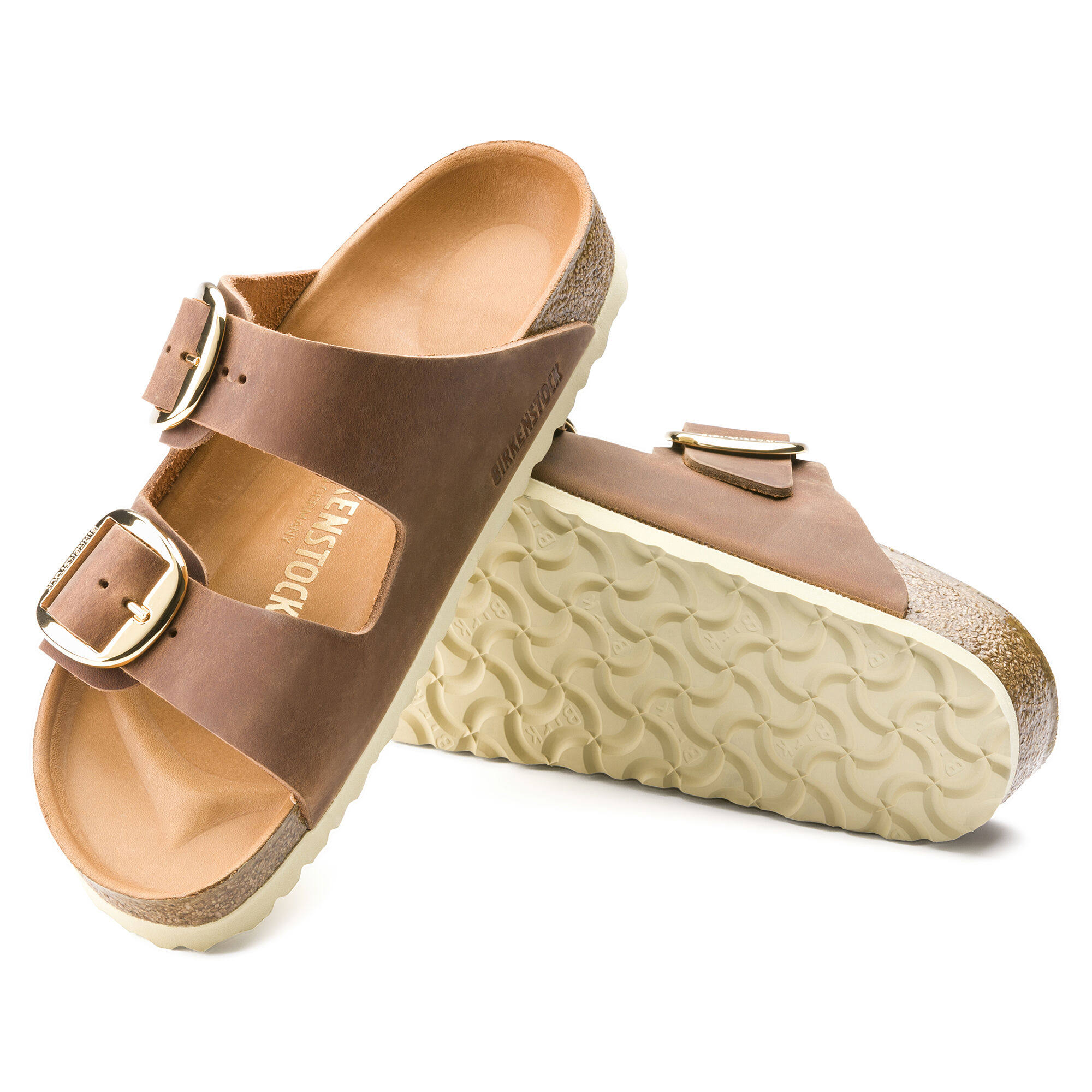 Birkenstock Arizona Big Buckle Oiled Leather Sandals - Cognac