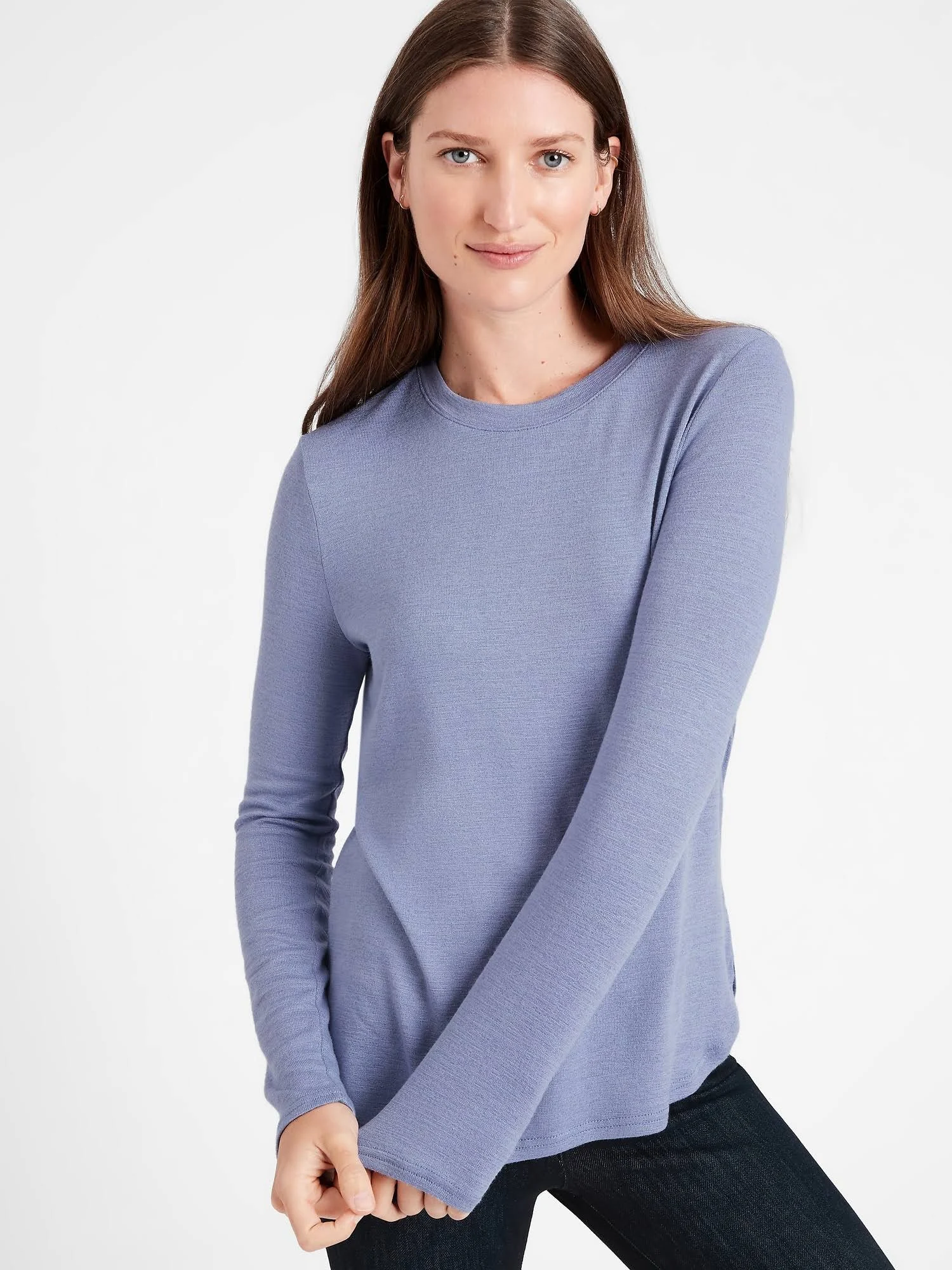 Banana Republic Women's Luxespun Long-Sleeve T-Shirt Fade Into Blue Size S