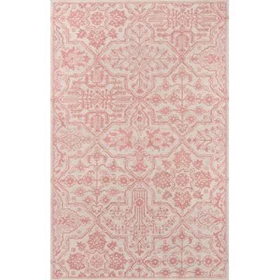 Worreno Handmade Tufted Wool Pink/Ivory Rug