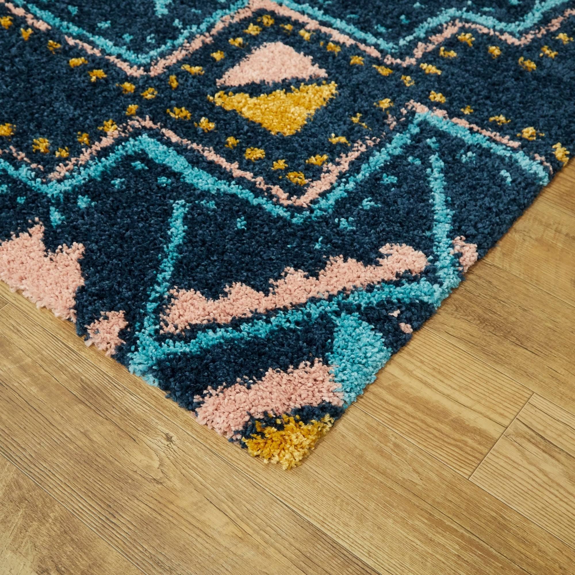 BALTA Dakarai Southwestern Shag Navy 5 ft. x 7 ft. Area Rug, Blue