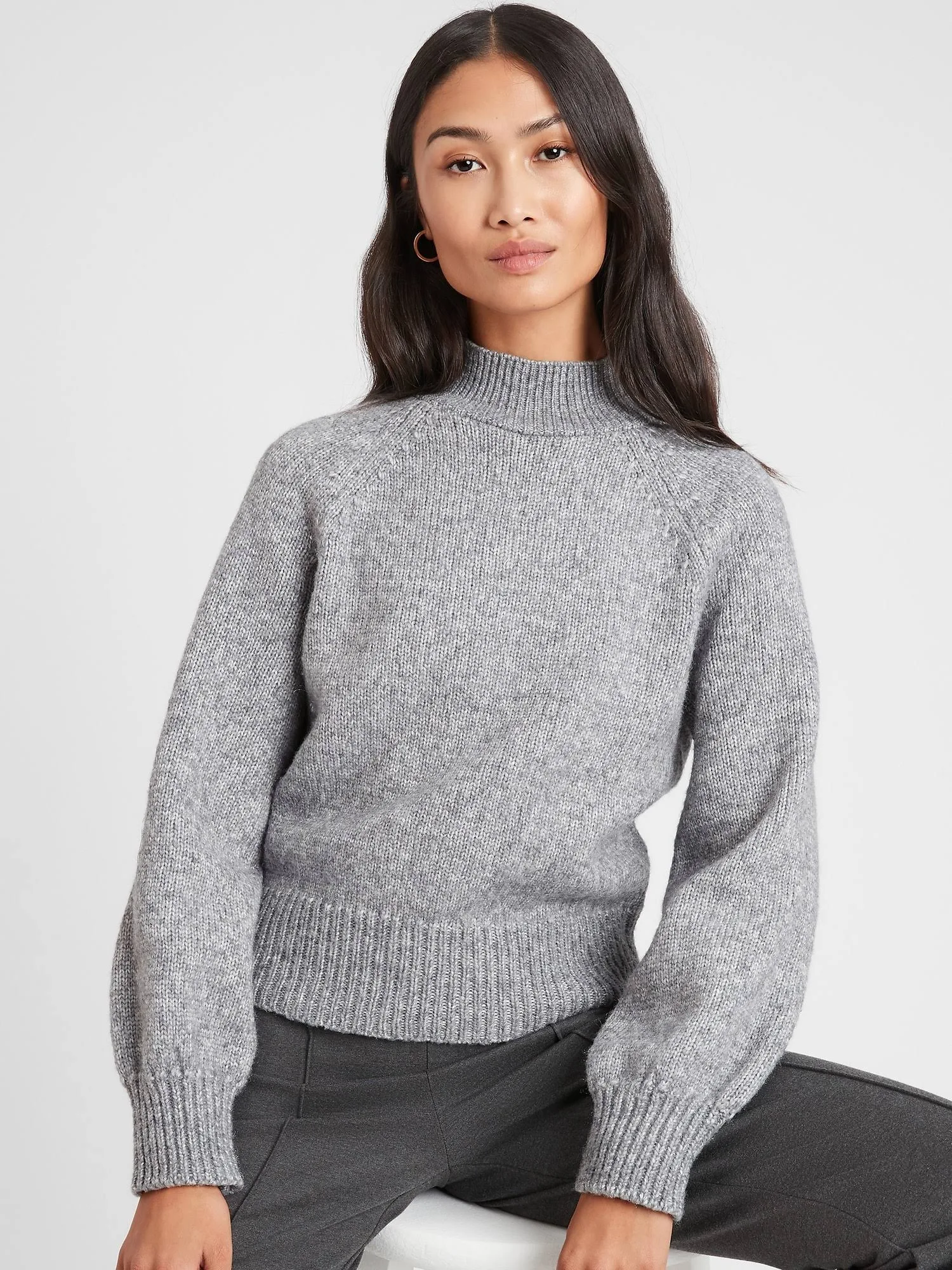 Women's Spacedye Mock-Neck Sweater Grey