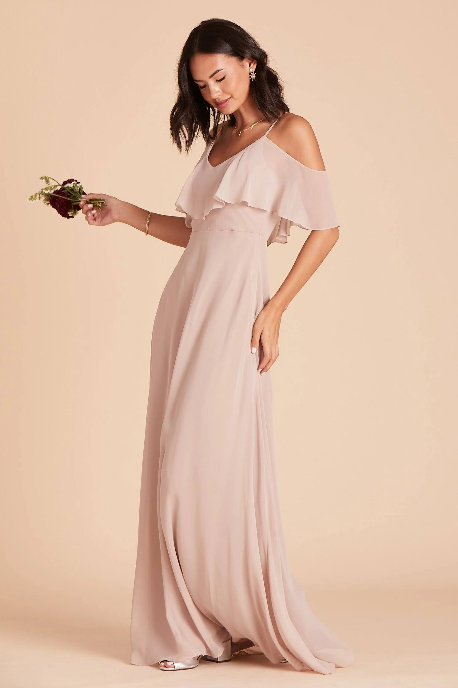 Birdy Grey Jane Convertible Chiffon Bridesmaid Dress in Taupe L / Taupe
