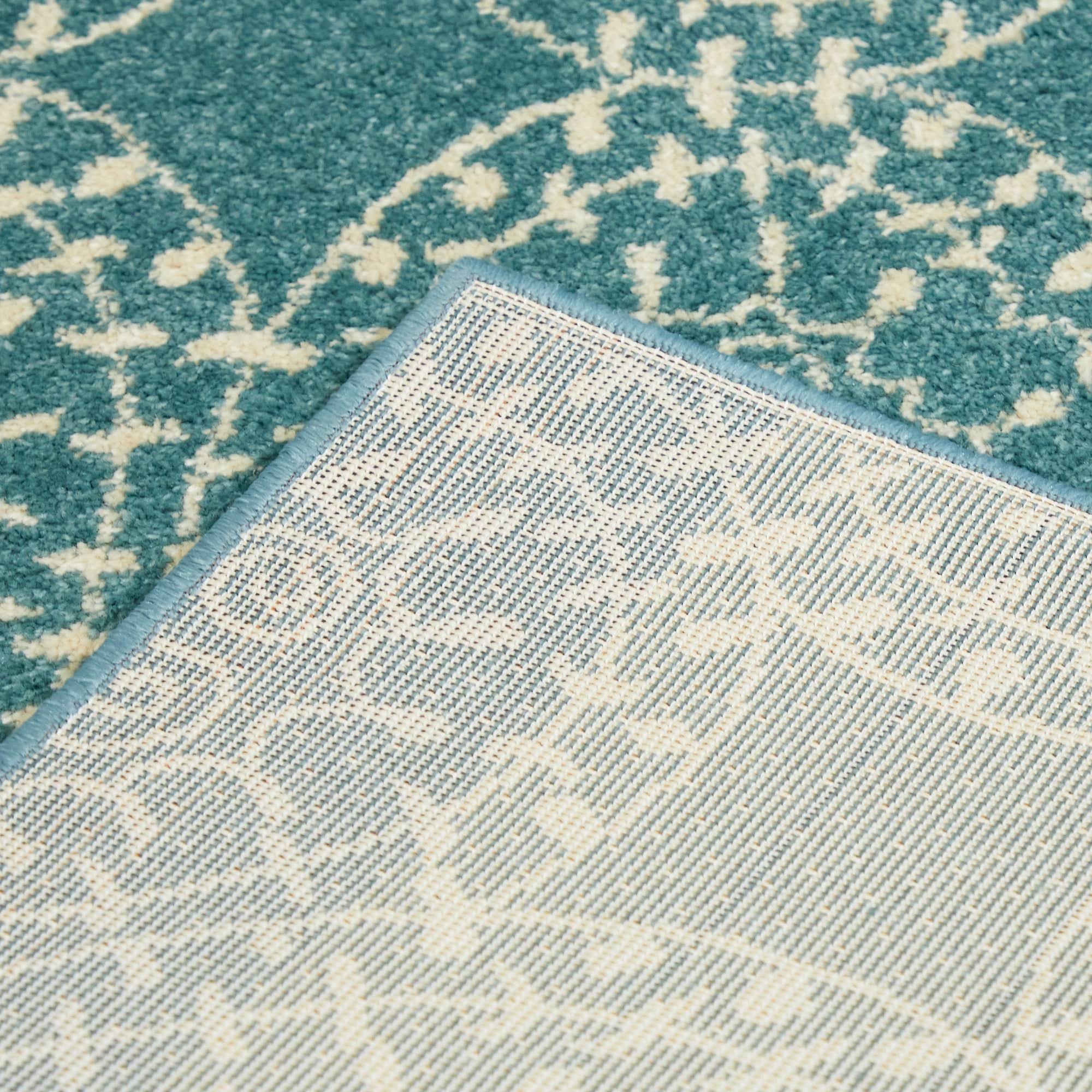 BALTA Cooper Teal 5 ft. x 7 ft. Clover Medallion Area Rug, Blue