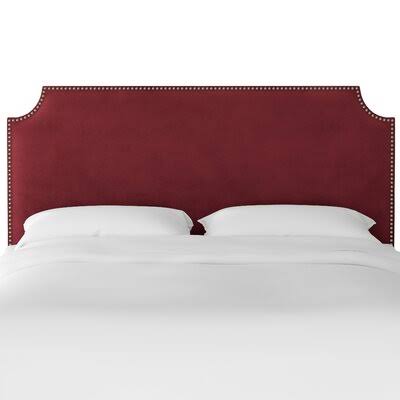 Alamak Velvet Notched Nail Button Upholstered Panel Headboard Willa Arlo Interiors Size: Full, Color: Berry