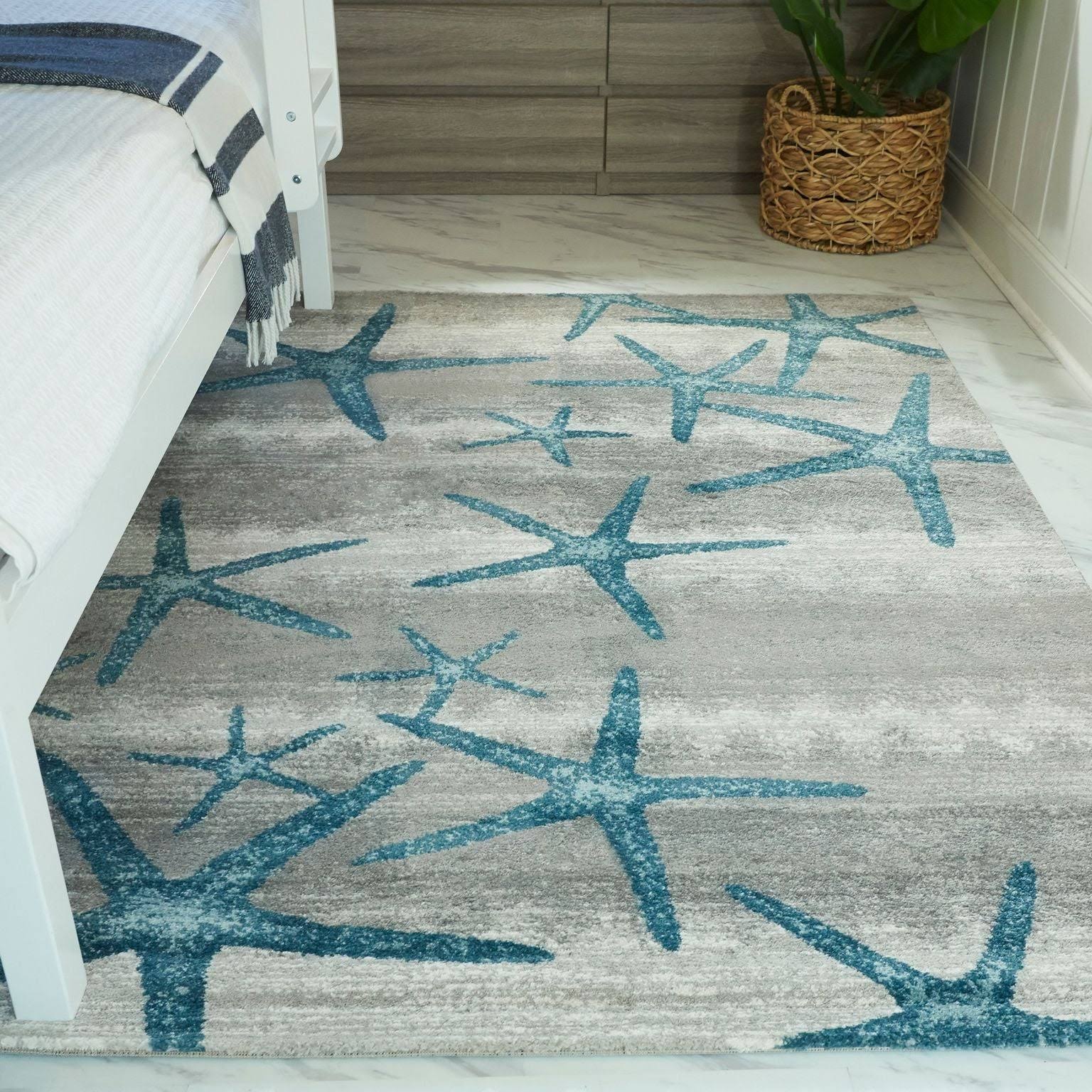BALTA Martin Dark Blue 7 ft. x 9 ft. Coastal Starfish Area Rug