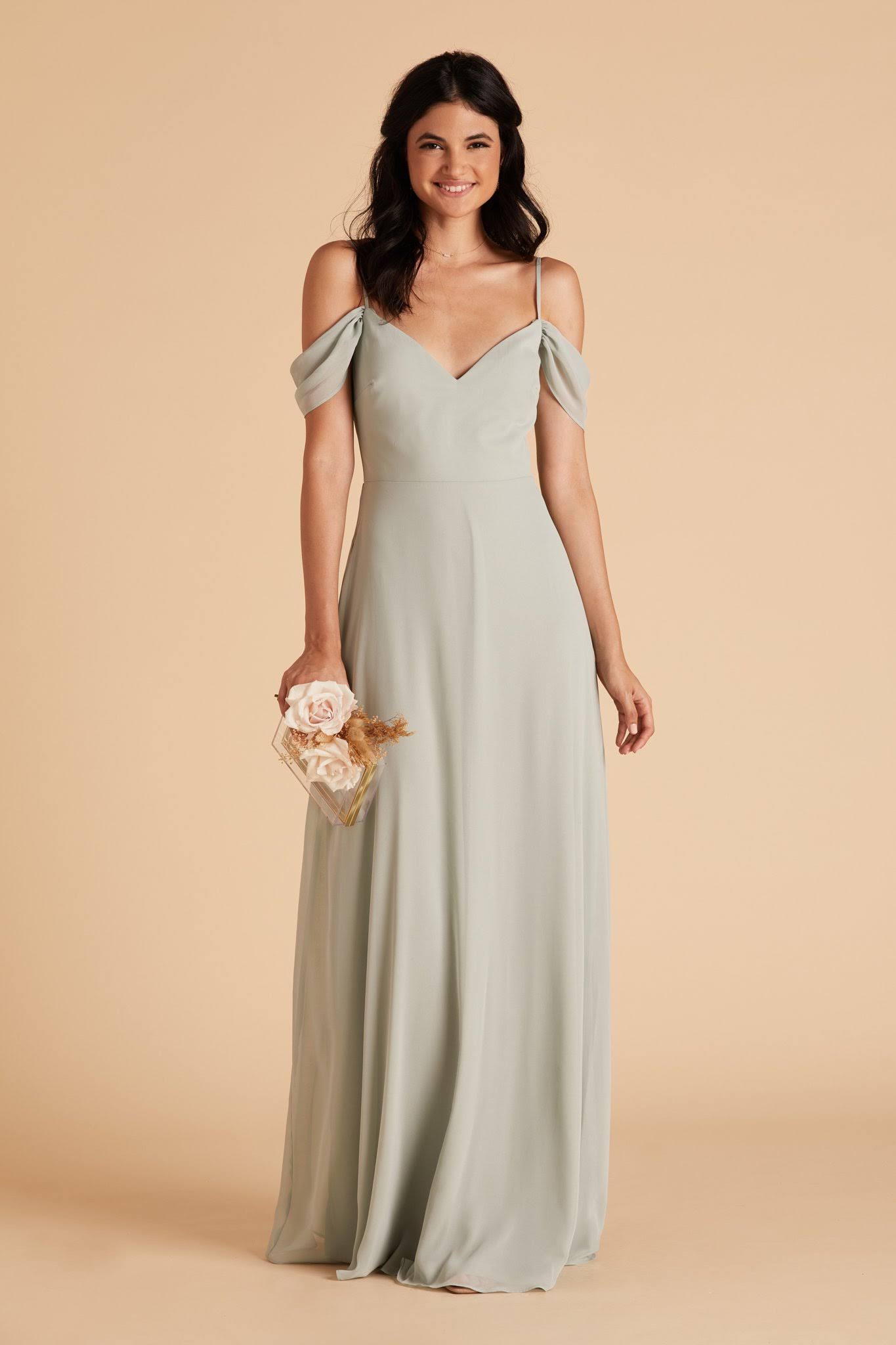 Devin Convertible Chiffon Bridesmaid Dress in Sage M / Sage / No Slit