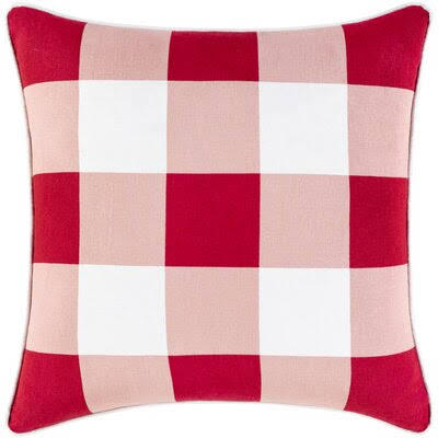 Kaitlynn Gingham Square Cotton Pillow Cover & Insert Birch Lane Color: Bright Red/Pale Pink, Fill Material: Down Fill