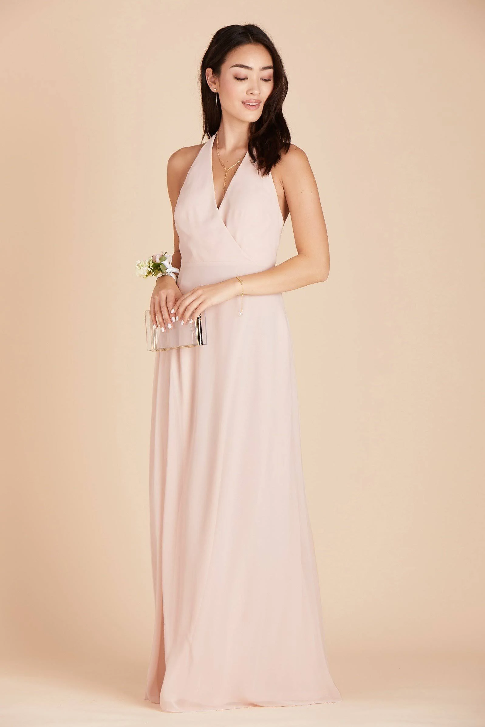 Birdy Grey Moni Convertible Chiffon Bridesmaid Dress in Pale Blush XL / Pale Blush