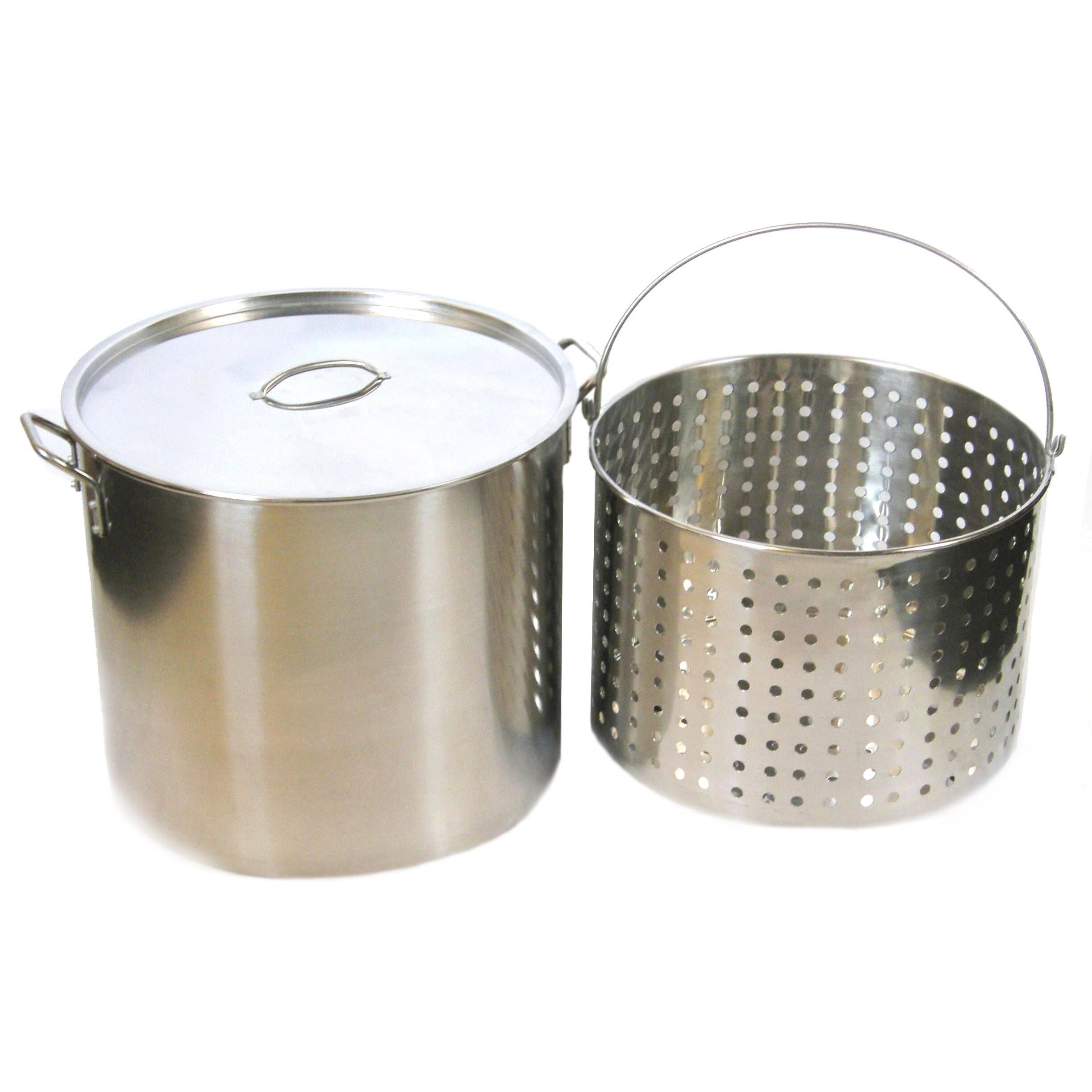 Ballington 80-Quart Stainless Steel Stock/ Brew Pot with Deep Steamer Basket and Lid BS80