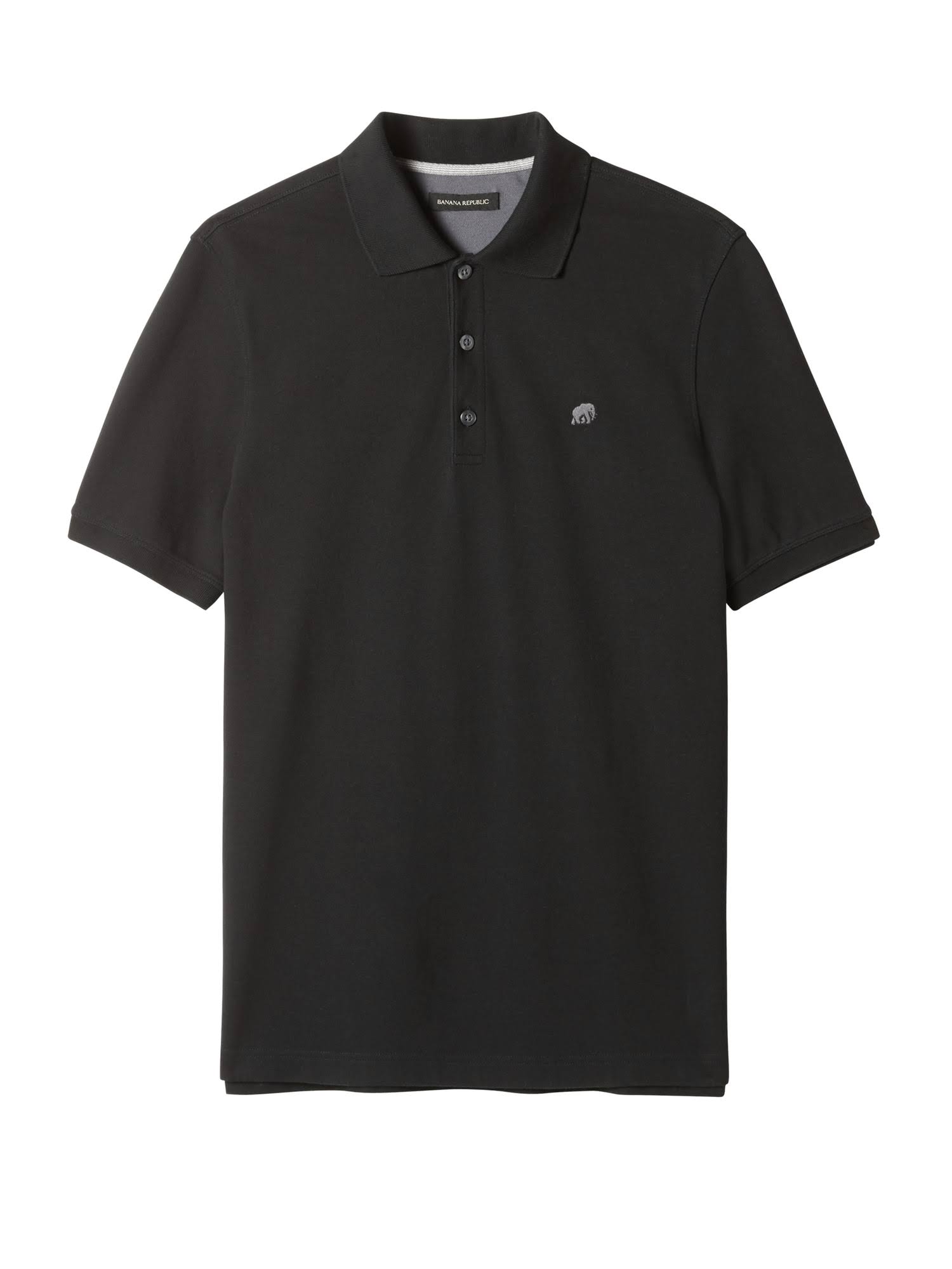 Banana Republic men's Signature Pique Polo Shirt Black Tall Size L