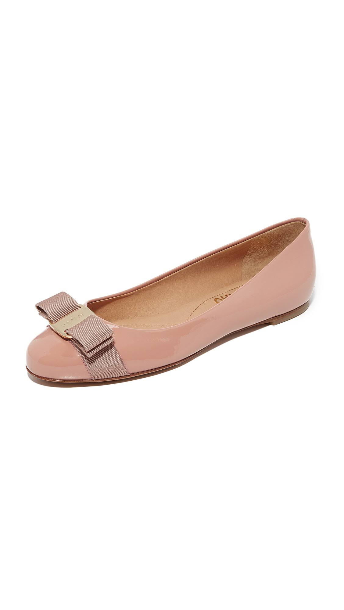 Salvatore Ferragamo Women's Varina Patent Leather Ballet Flats - New Blush - Size 7