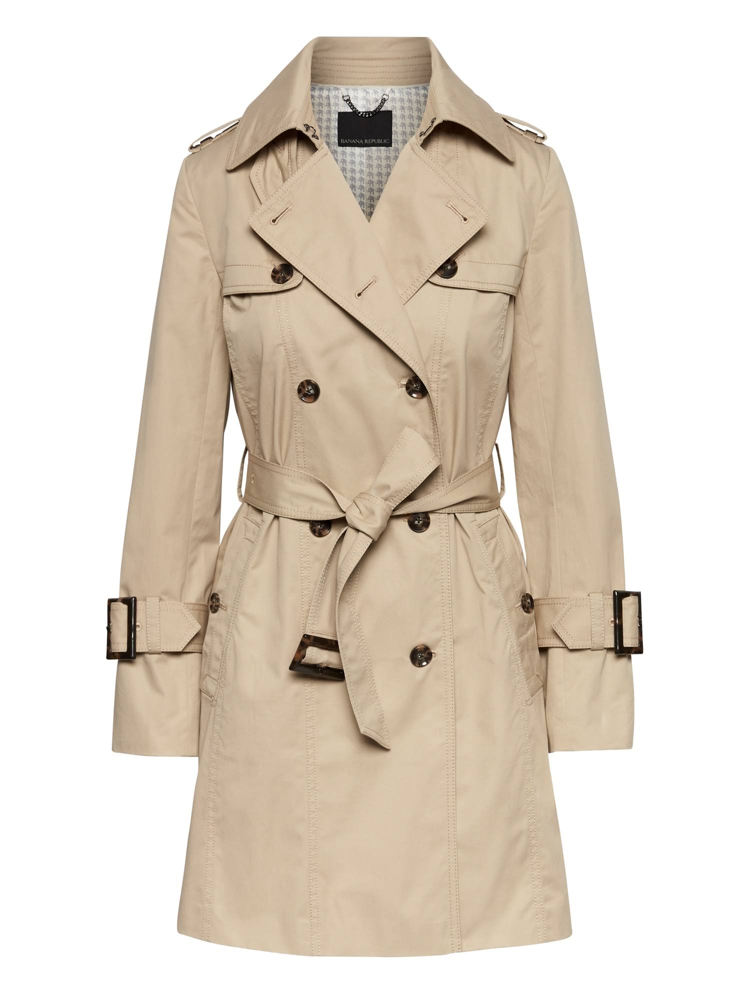 Banana Republic Women's Water-Resistant Classic Trench Coat Golden Beige with Elephant Print Lining Size M