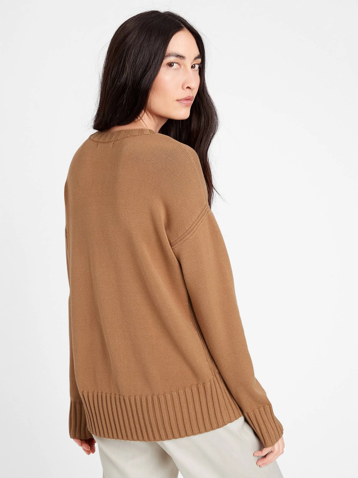 Banana Republic Women's Relaxed Crew-Neck Sweater Afternoon Latte Beige Size XXL