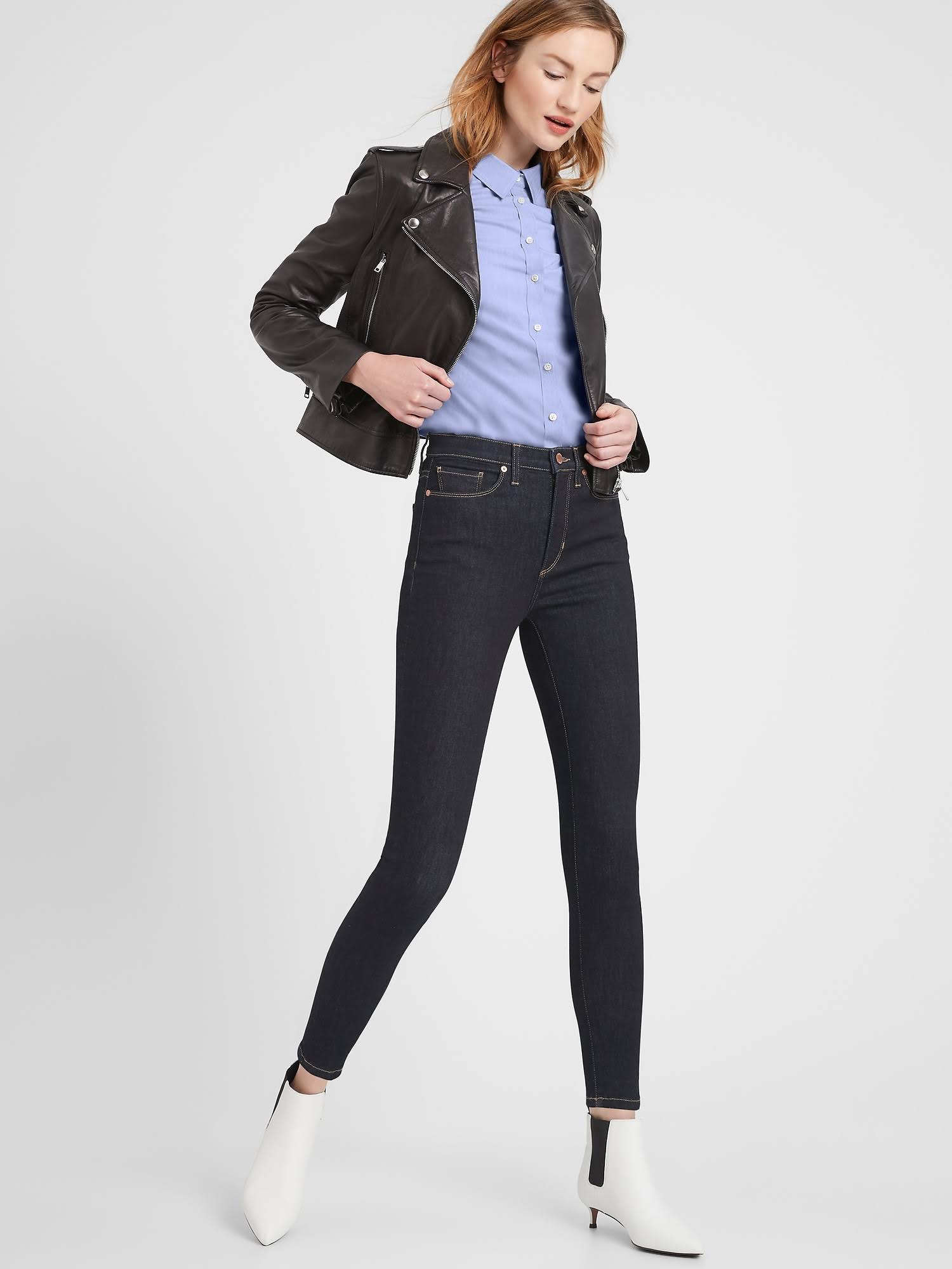 Banana Republic Women's Riley Tailored-Fit Shirt Light Blue Size 14