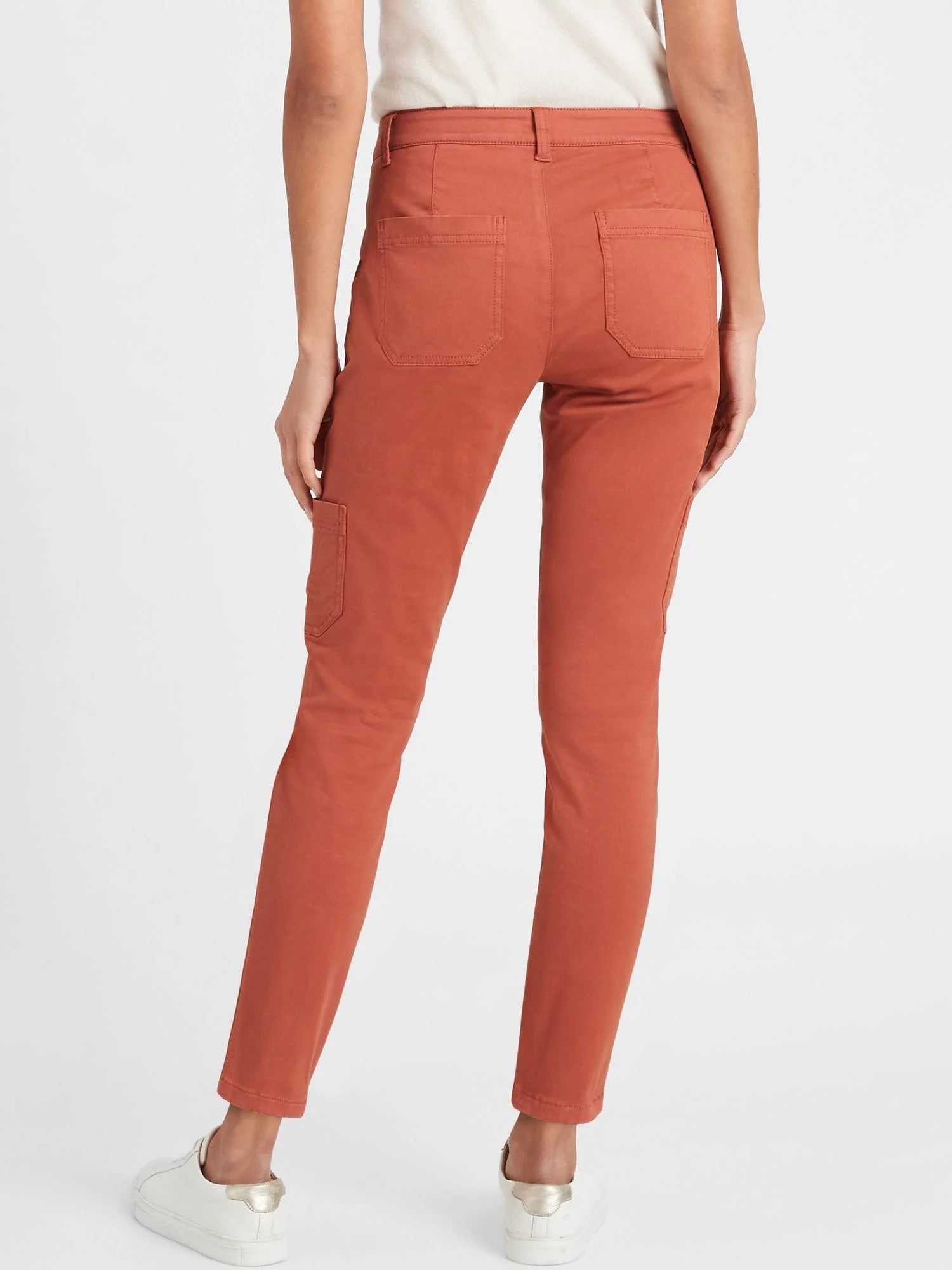Banana Republic Women's Mid-Rise Skinny Cargo Chino Pant Copper Clay Size 14 Short