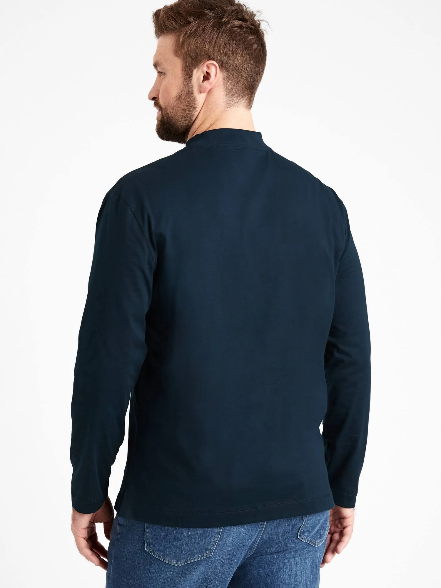 Banana Republic Men's Authentic Supima Mock-Neck T-Shirt Navy Tall Size XXL