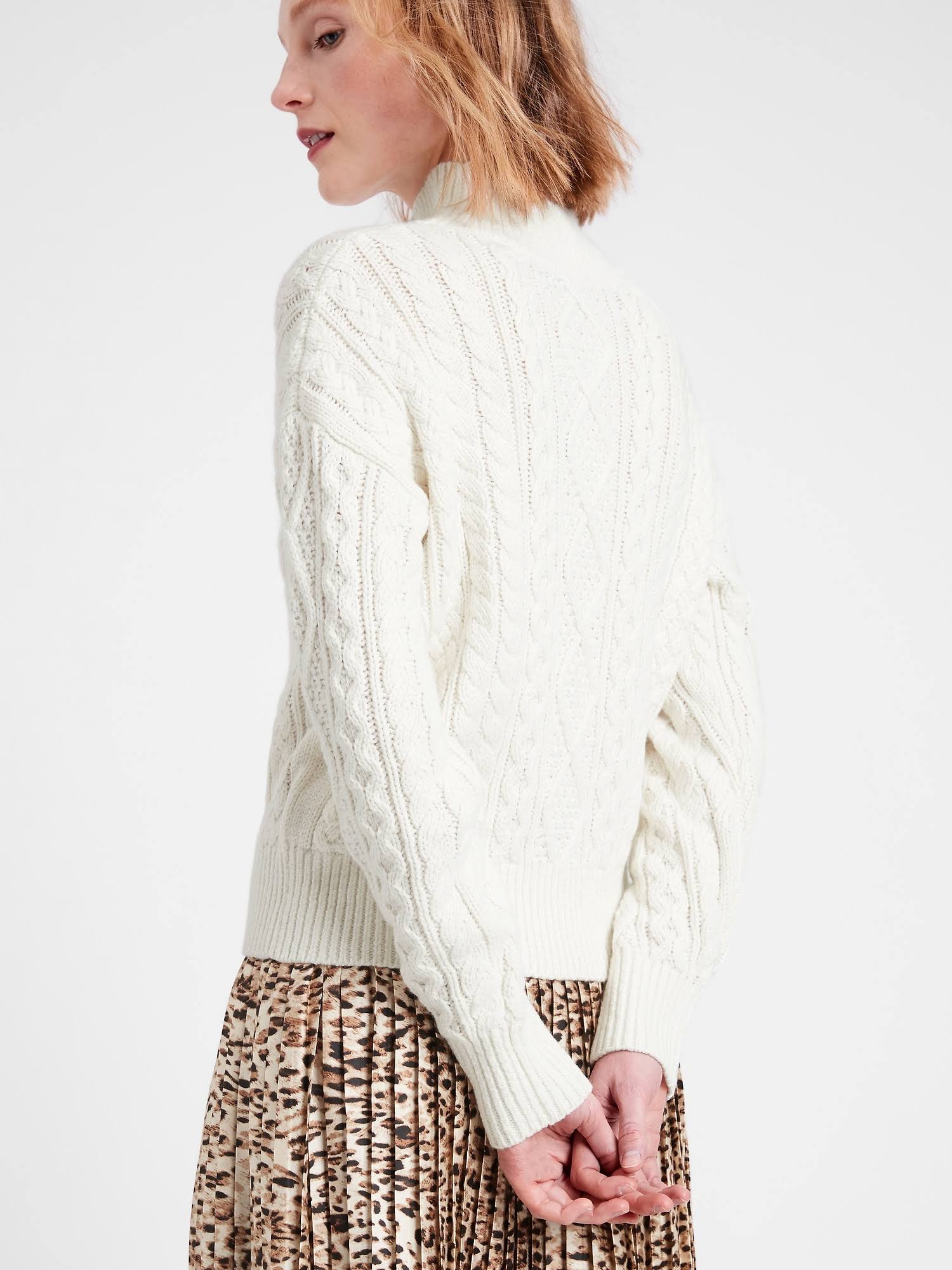 Banana Republic Women's Cable-Knit Cropped Sweater Whipped Cream Size XL