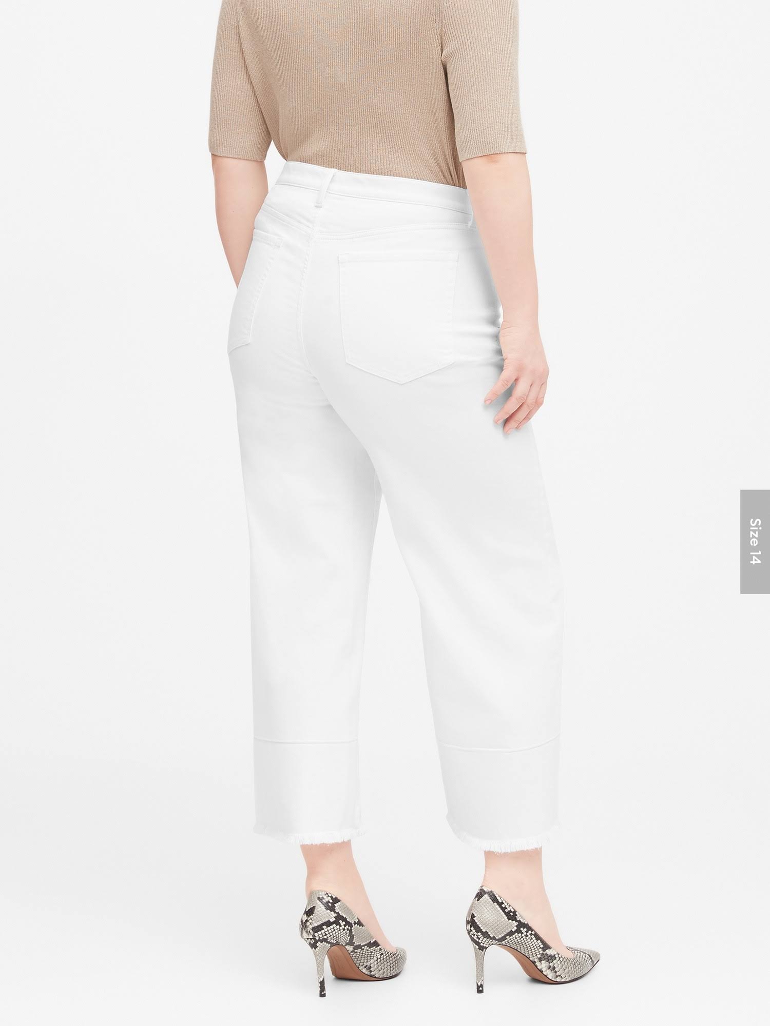 Banana Republic Women's High-Rise Wide-Leg Cropped Jean White Size 32 Regular