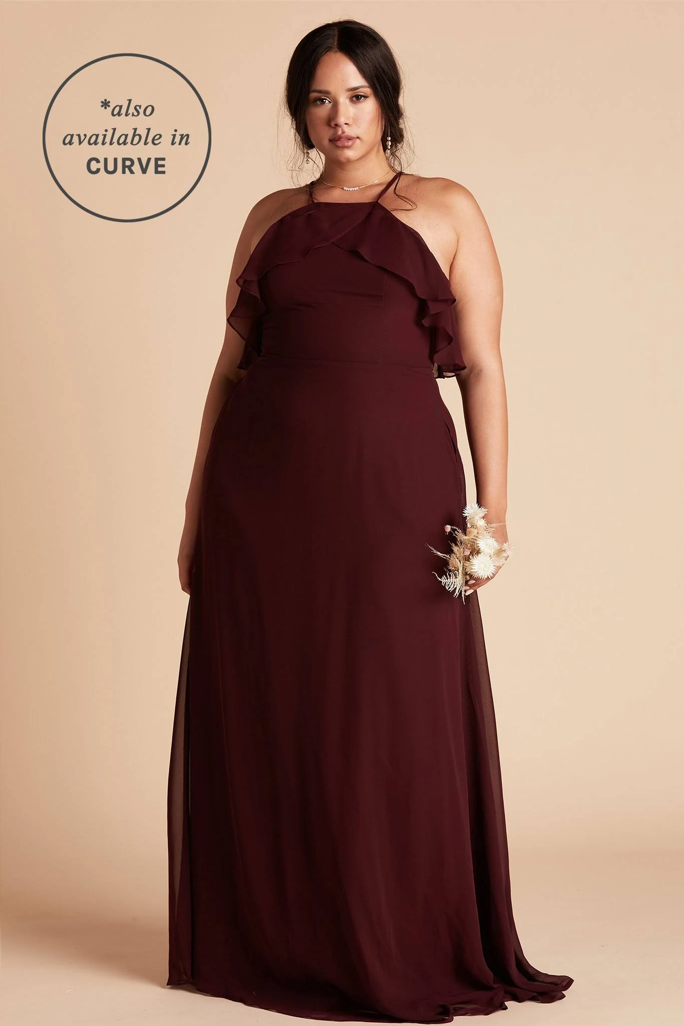 Birdy Grey Jules Chiffon Bridesmaid Dress in Cabernet M / Cabernet