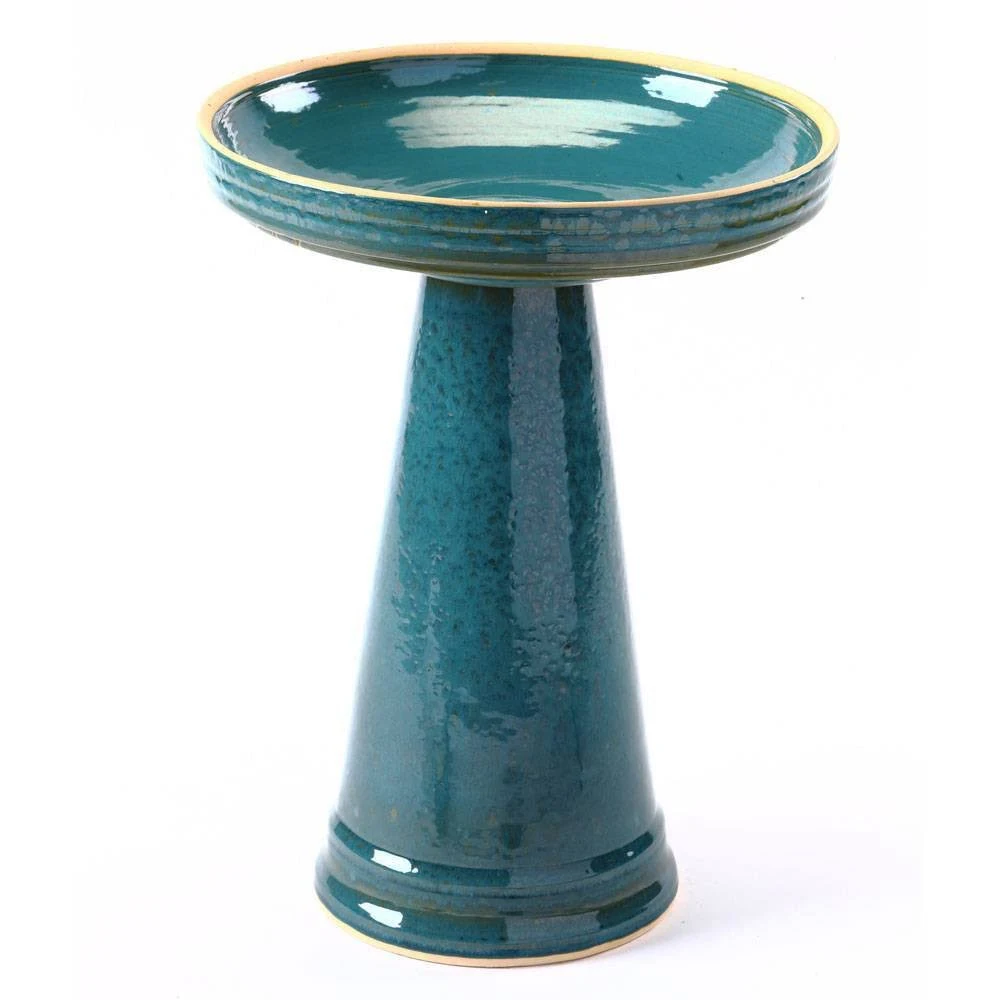 Birds Choice 19x22 Burley Clay Simple Elegance Birdbath Turquoise