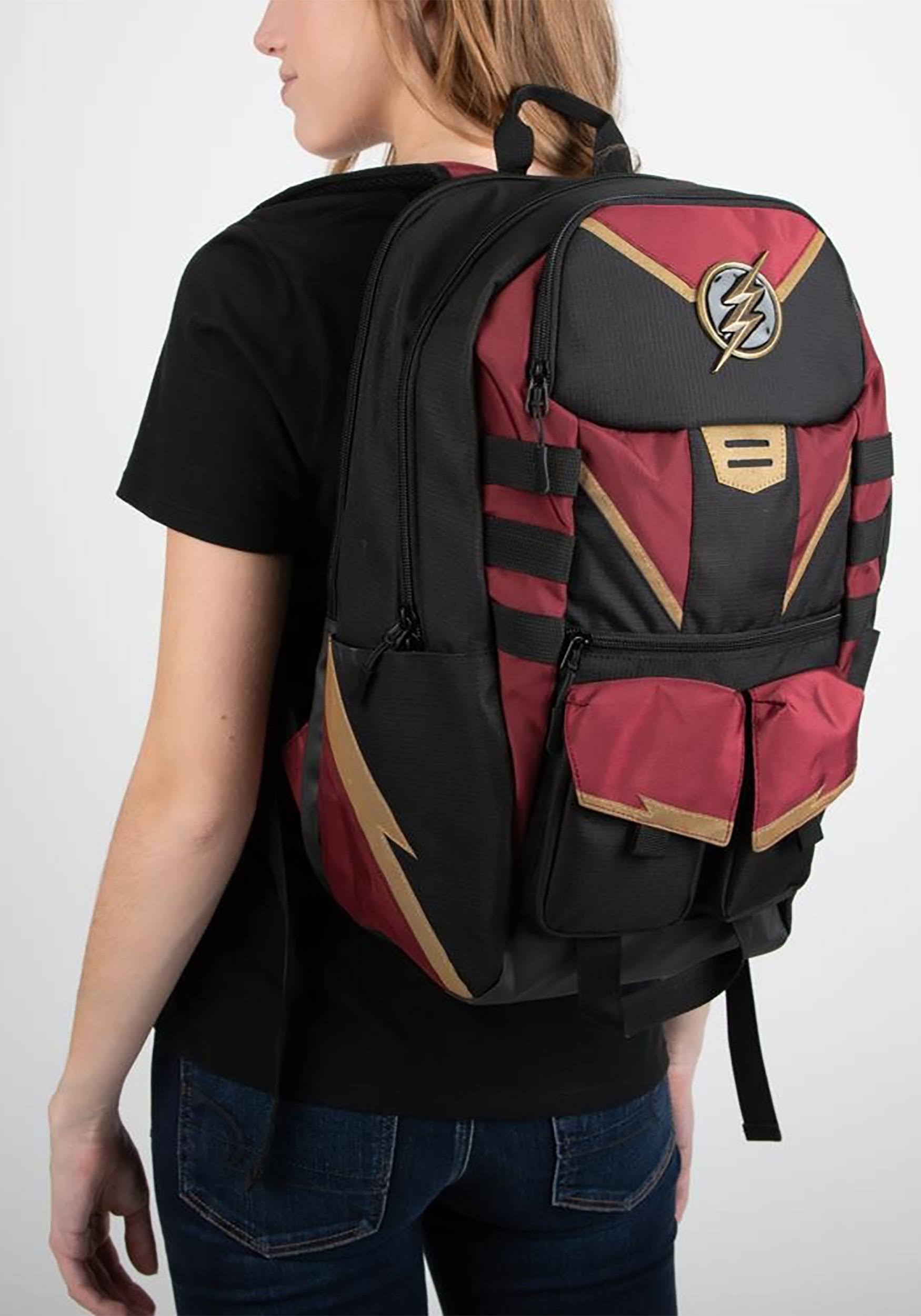 The Flash Black and Maroon Backpack