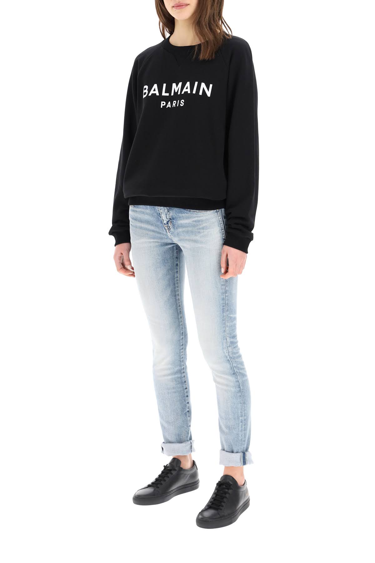 Balmain Logo Cotton Jersey Sweatshirt - Black - Sweatshirts