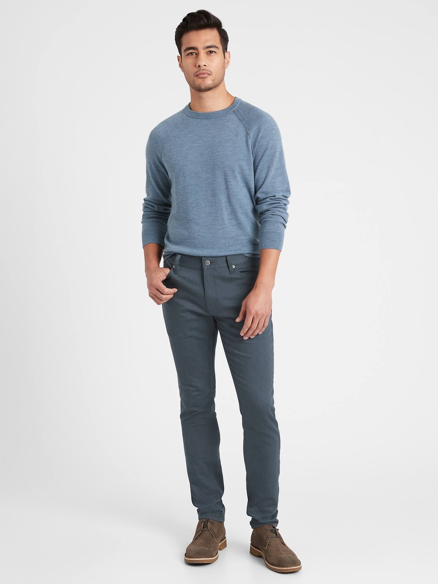 Banana Republic Men's Skinny Heathered Traveler Pant Navy Size 36W 32L