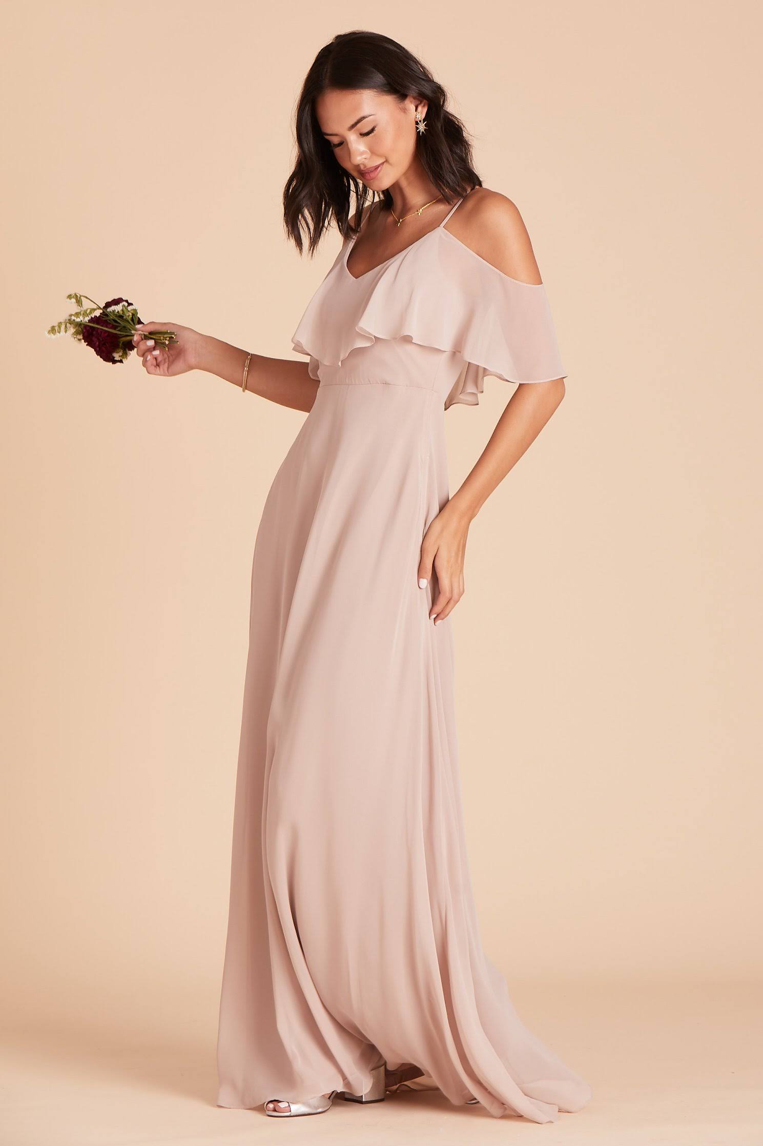 Birdy Grey Jane Convertible Chiffon Bridesmaid Dress in Taupe XL / Taupe / No Slit