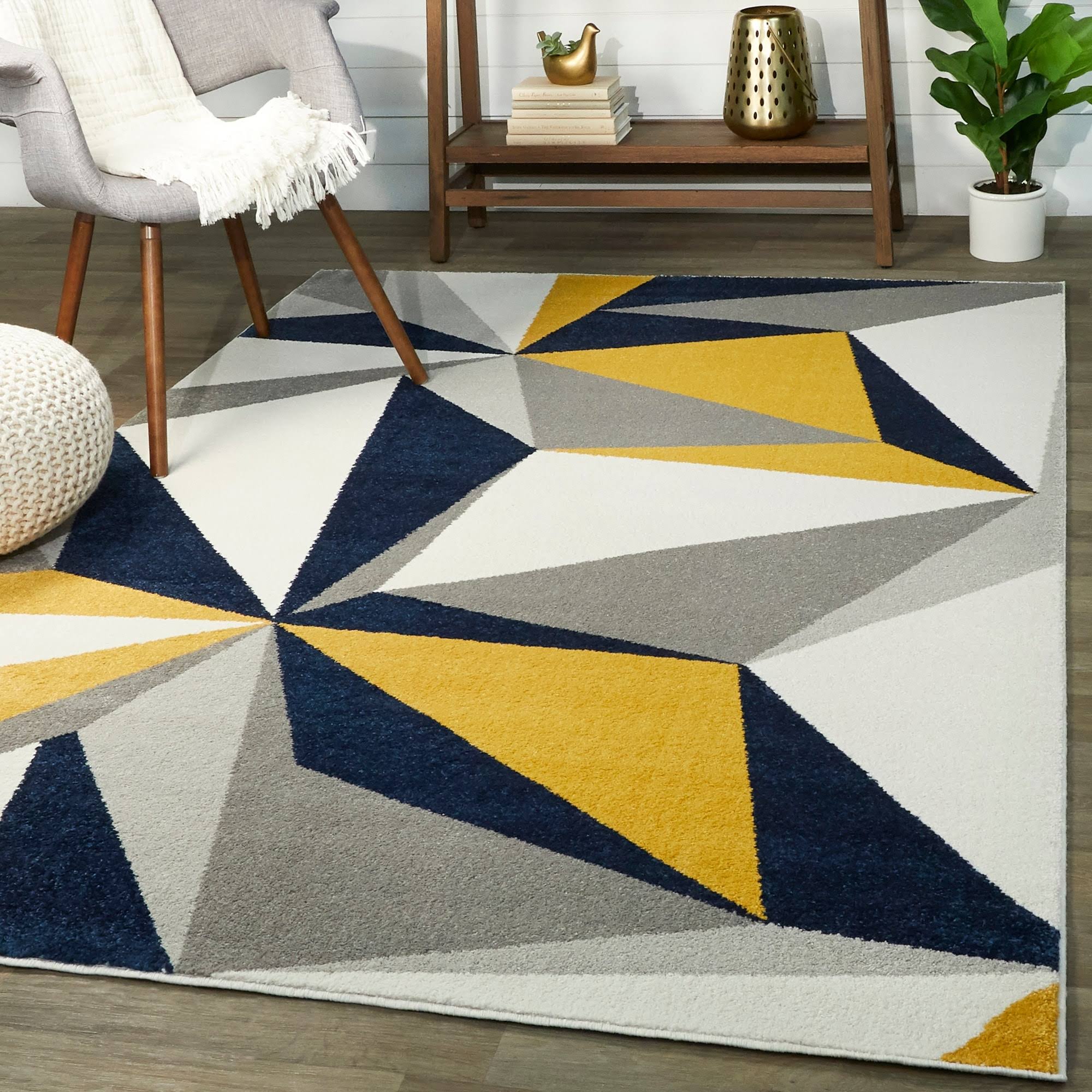 BALTA Jayce Abstract Geometric Navy 8 ft. x 10 ft. Area Rug, Blue
