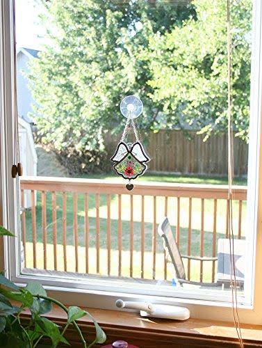 BANBERRY Designs Grandmother Angel Sun Catcher - Pressed Flowers in Glass Angel Shaped Suncatcher with Silver Heart Grandma