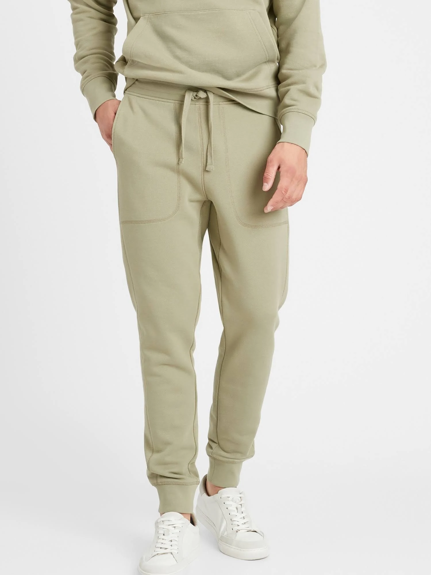 Banana Republic Men's Organic French Terry Jogger Green Cardoon Size L